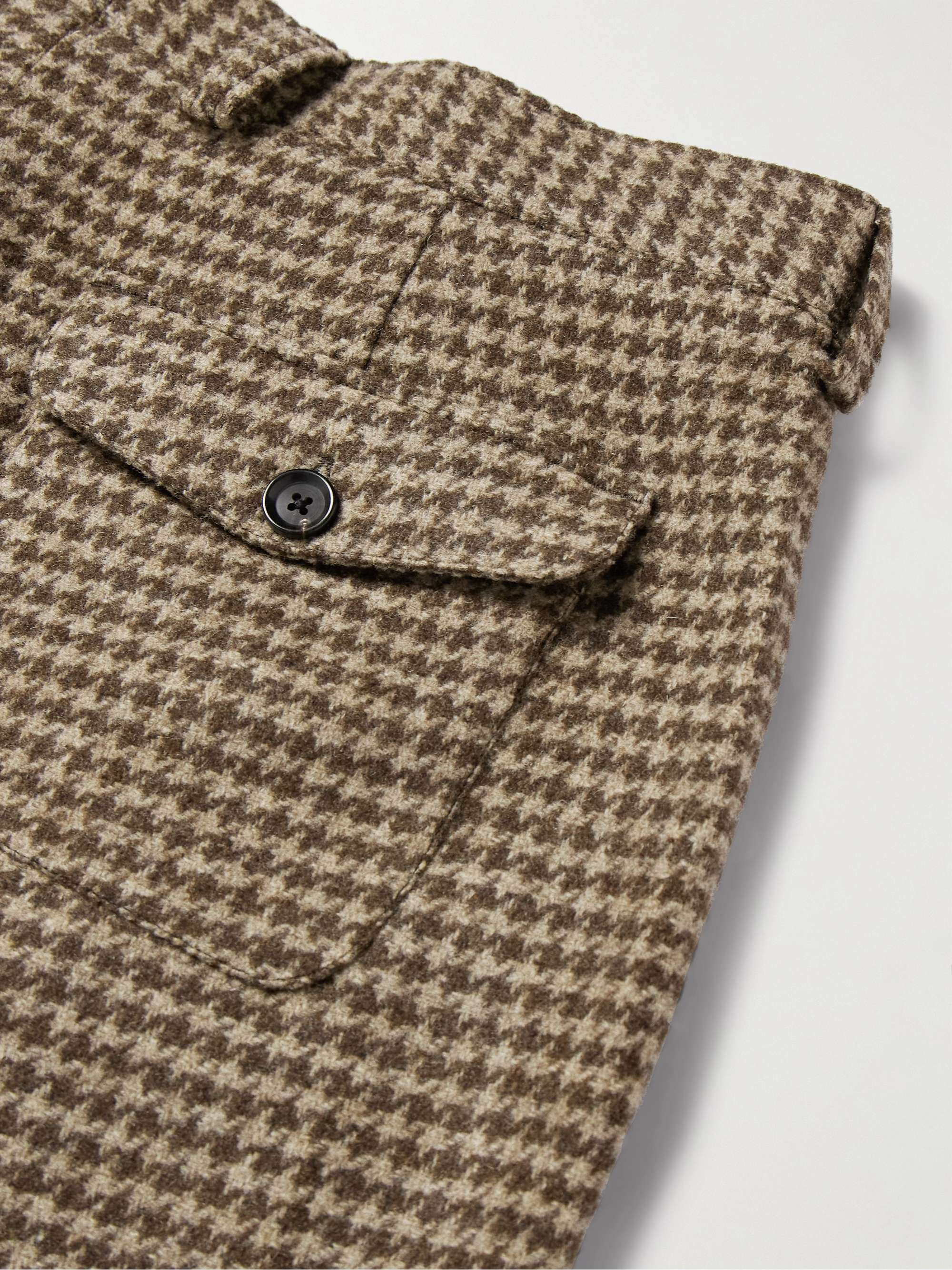 Morton Straight-Leg Pleated Houndstooth Wool Trousers view