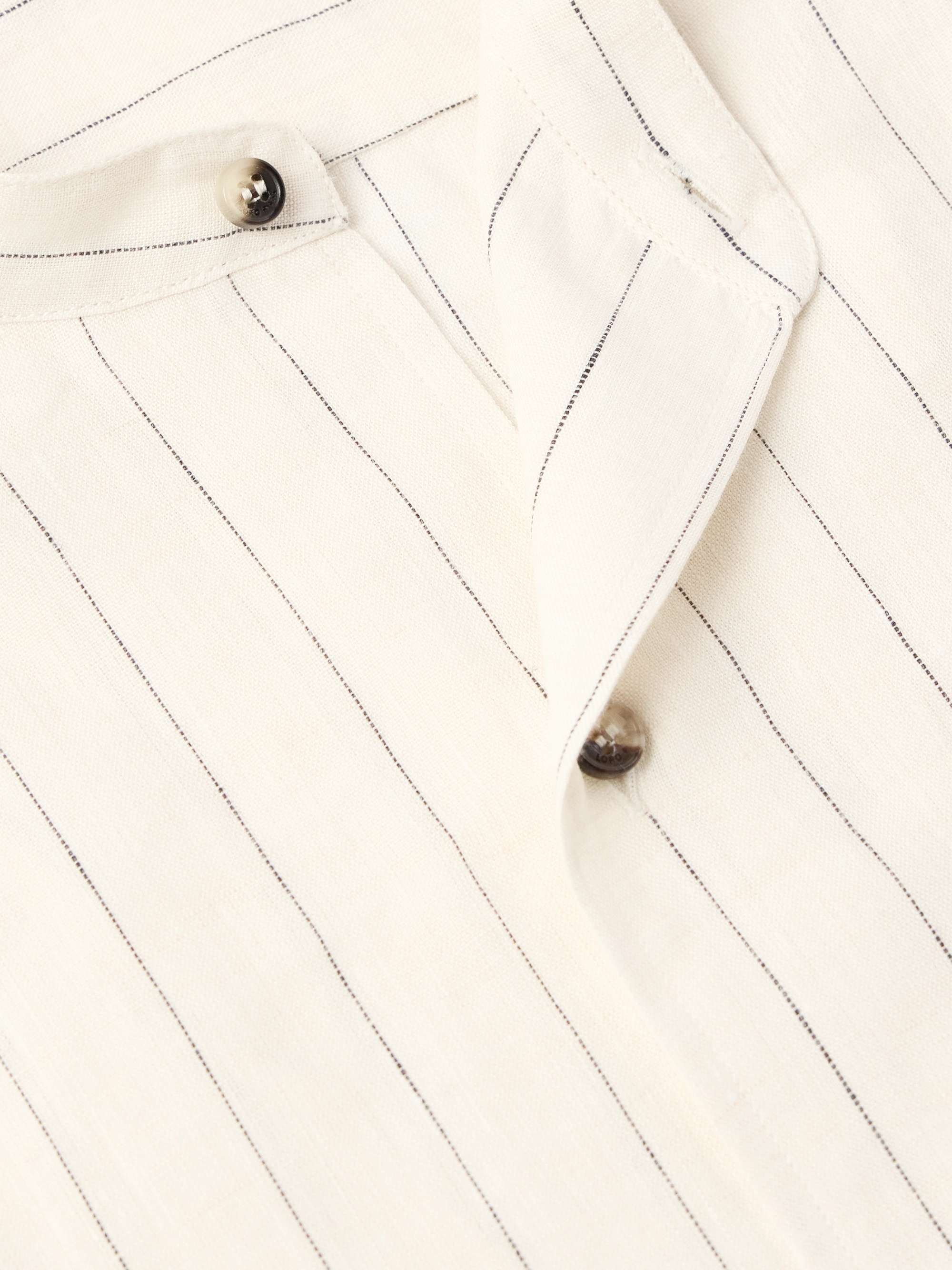 Elia Grandad-Collar Pinstriped Linen Shirt view