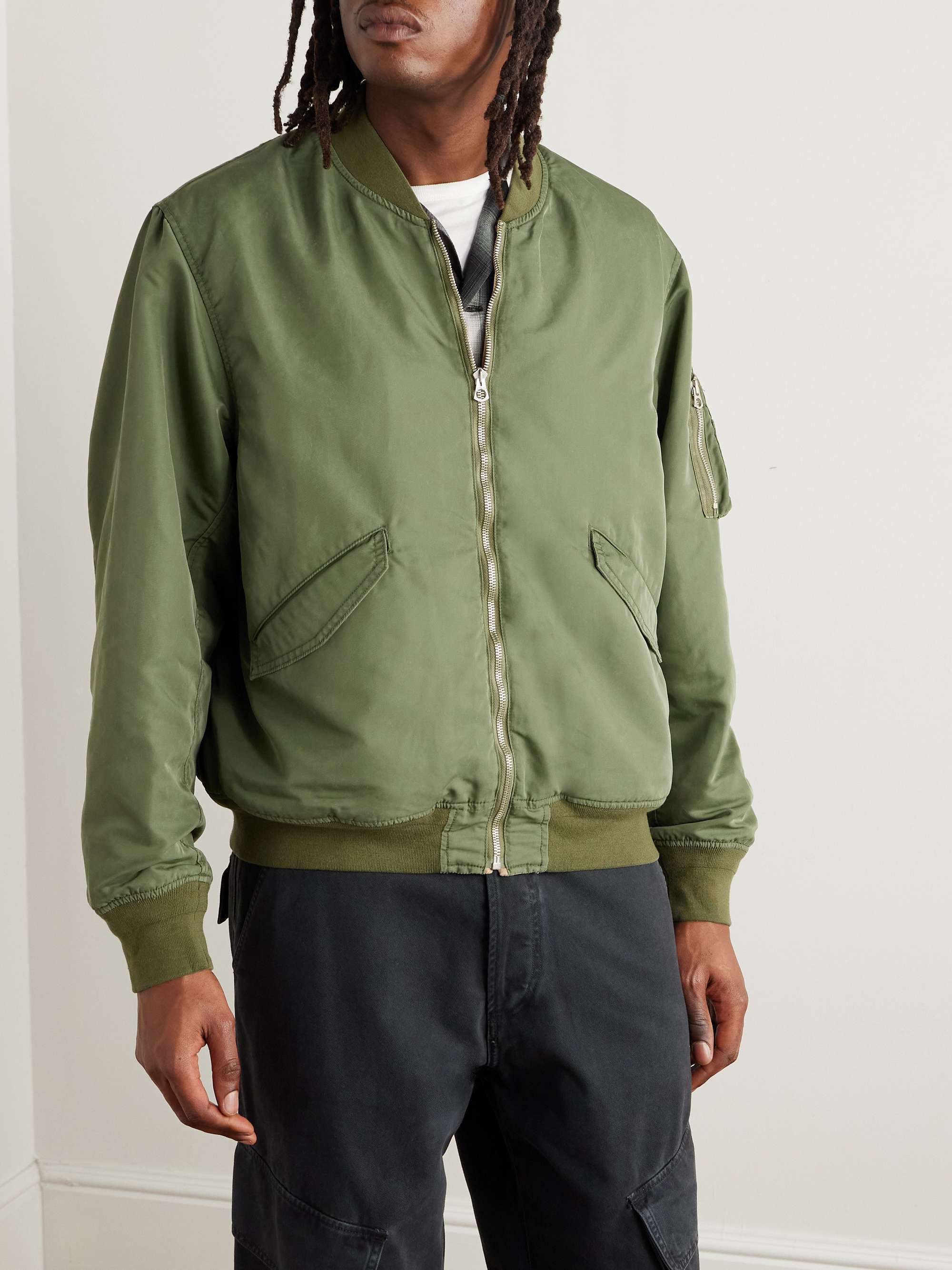 Reversible Embroidered Satin-Twill and Twill Bomber Jacket view