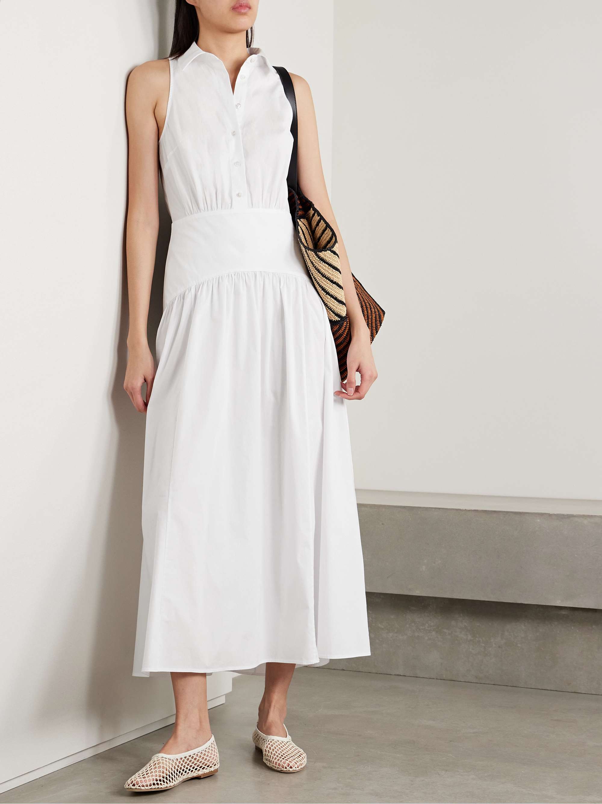 Romy gathered cotton-blend poplin maxi dress view