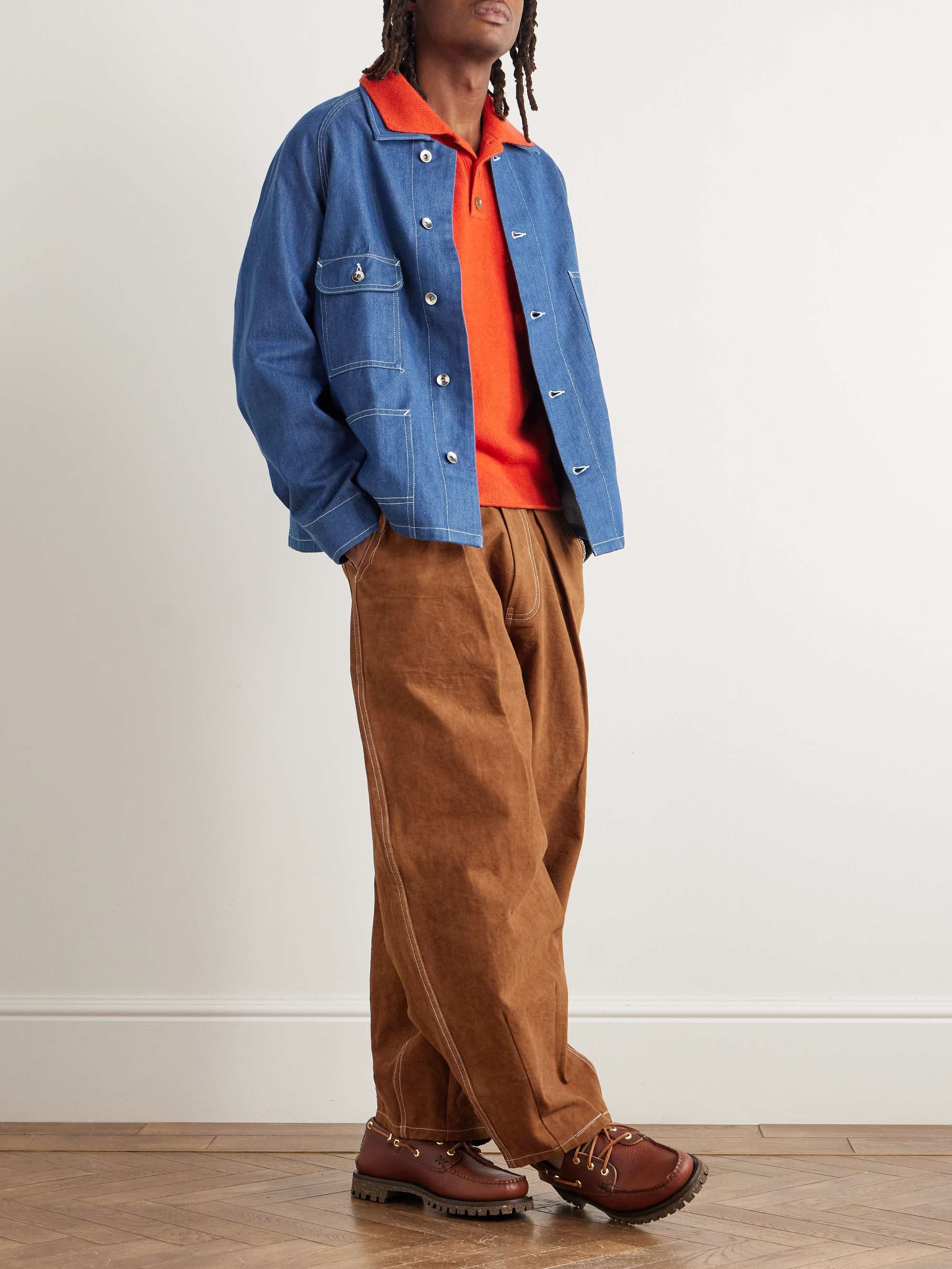 Wonky-Wear Lush Wide-Leg Pleated Organic Cotton-Canvas Trousers view