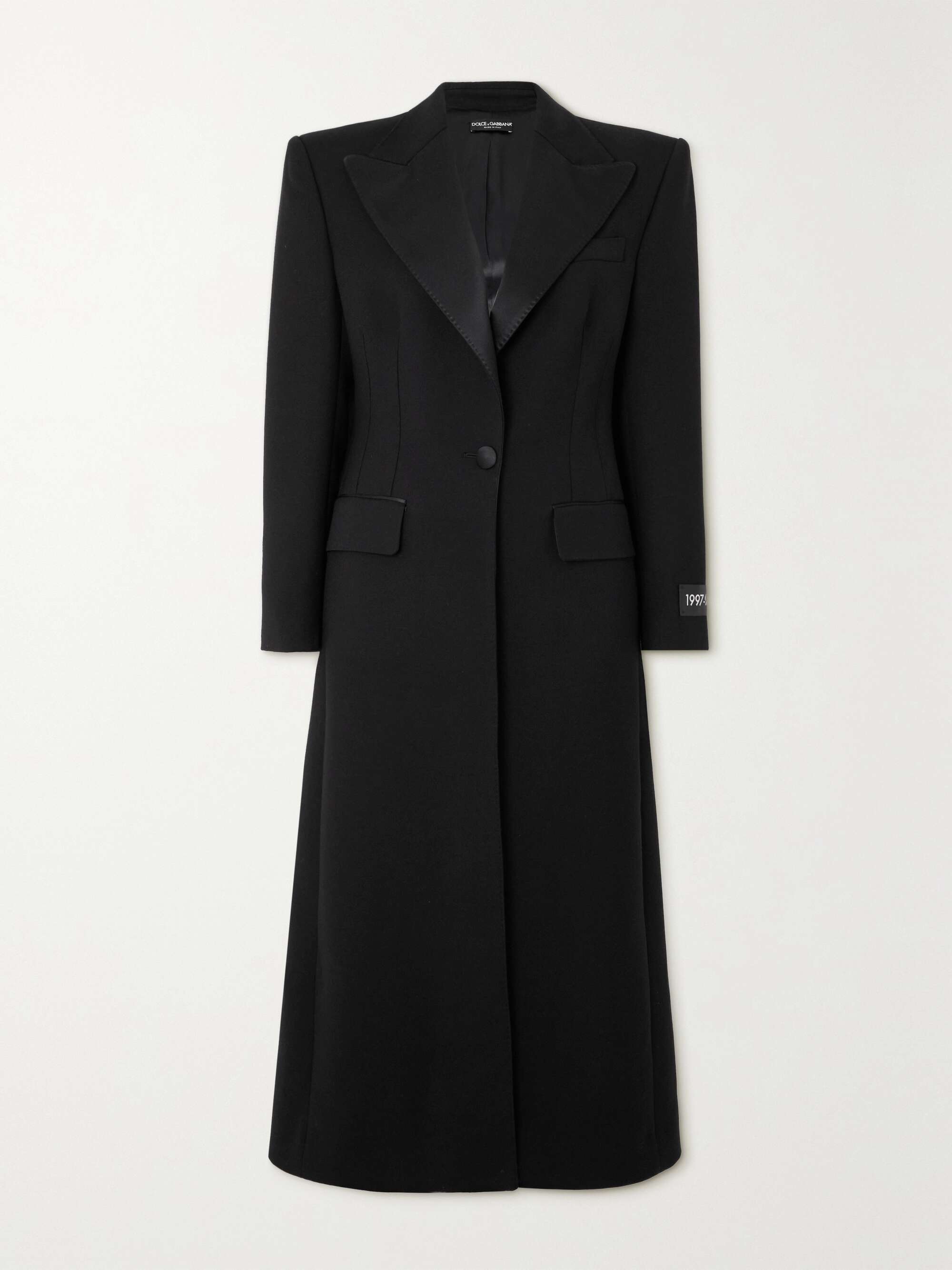 Satin-trimmed wool-blend coat hero visual