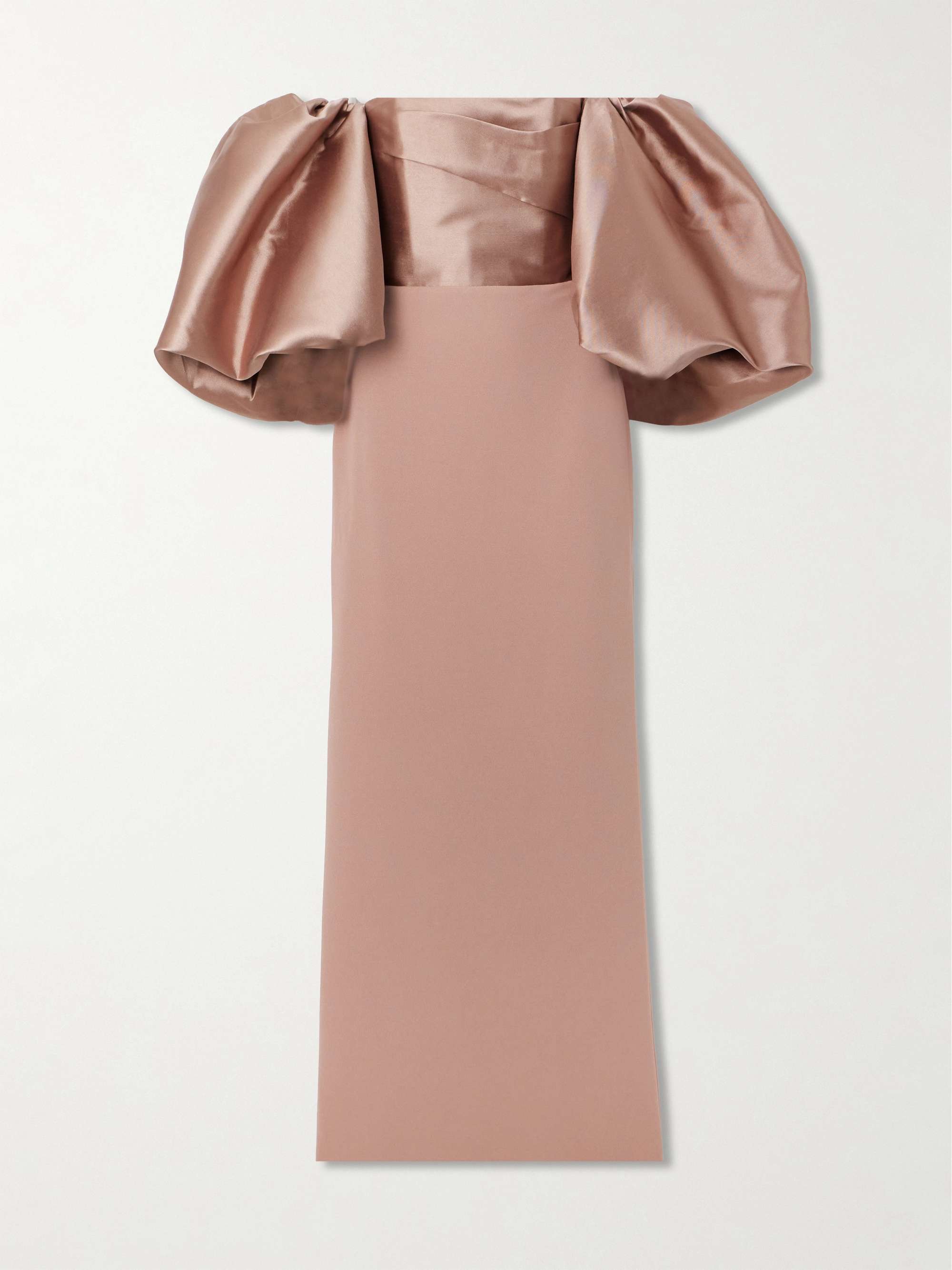 Floris off-the-shoulder satin-twill and crepe gown hero visual