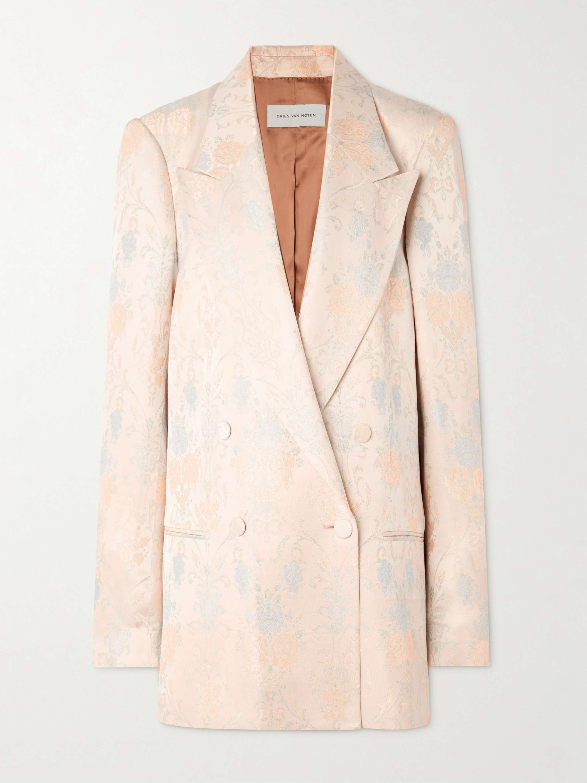 Oversized double-breasted floral-jacquard blazer hero visual