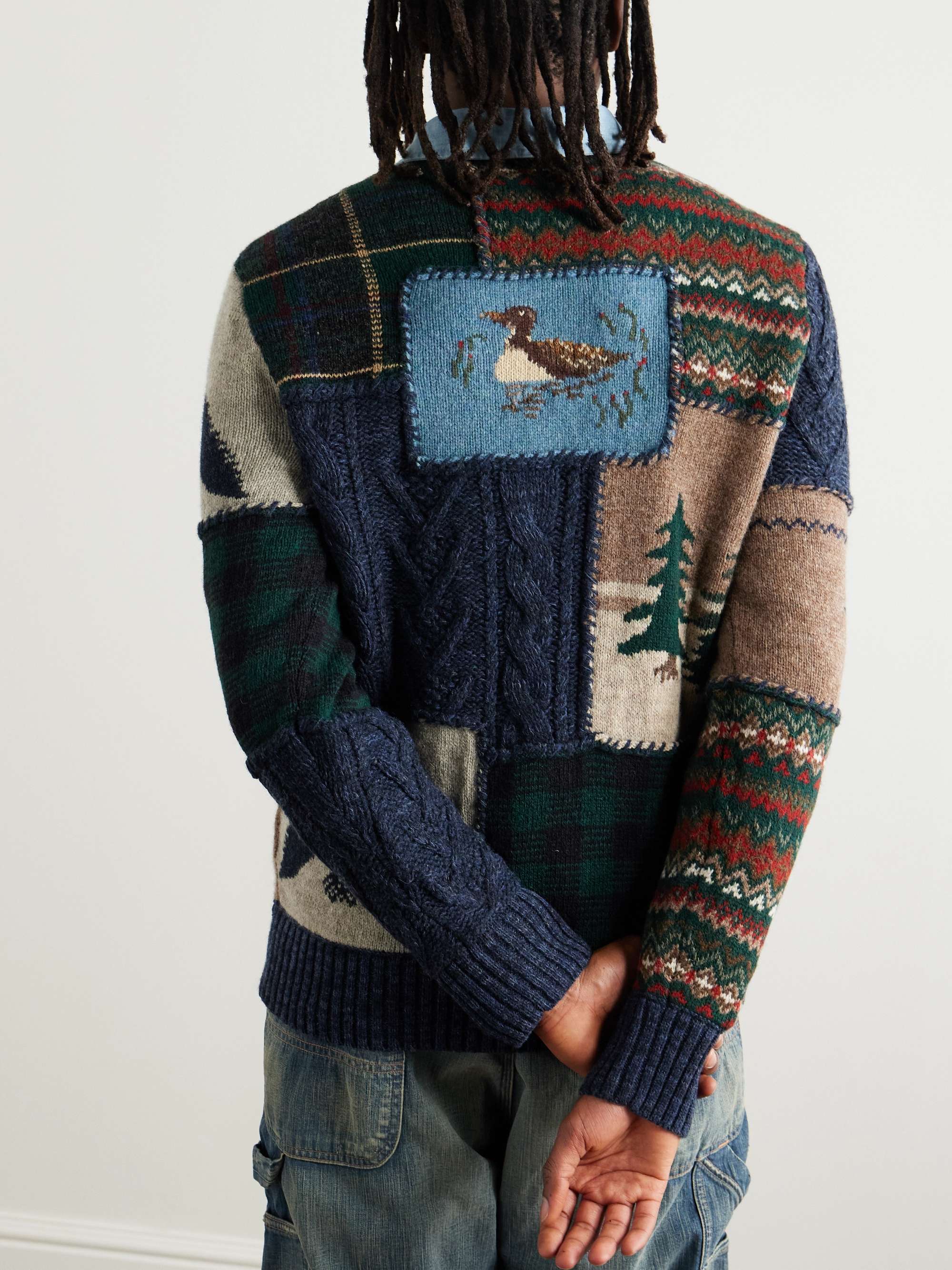 Polo Country Patchwork Jacquard-Knit Wool and Cashmere-Blend Sweater view