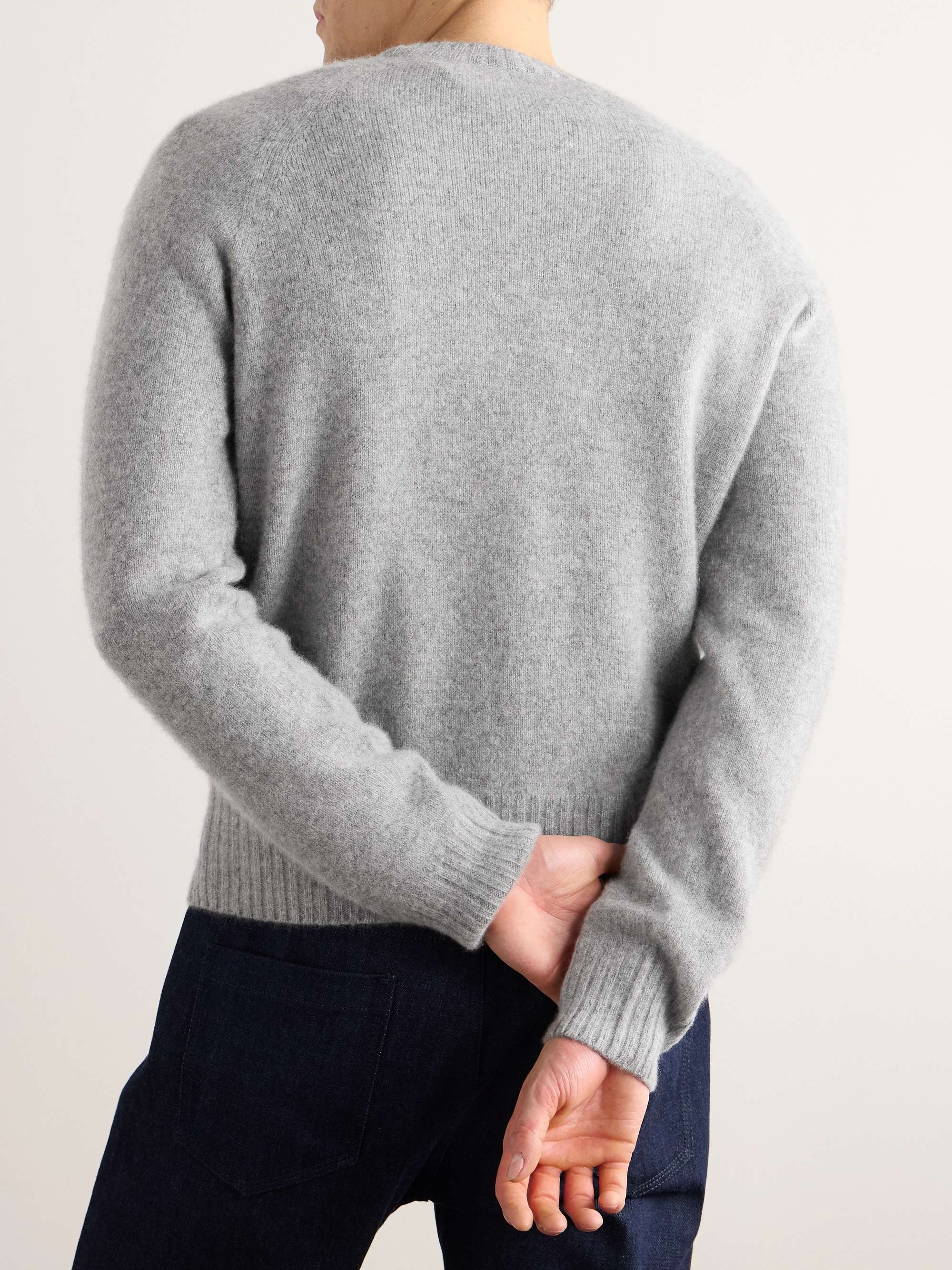 Slim-Ft Logo-Embroidered Brushed-Cashmere Sweater view