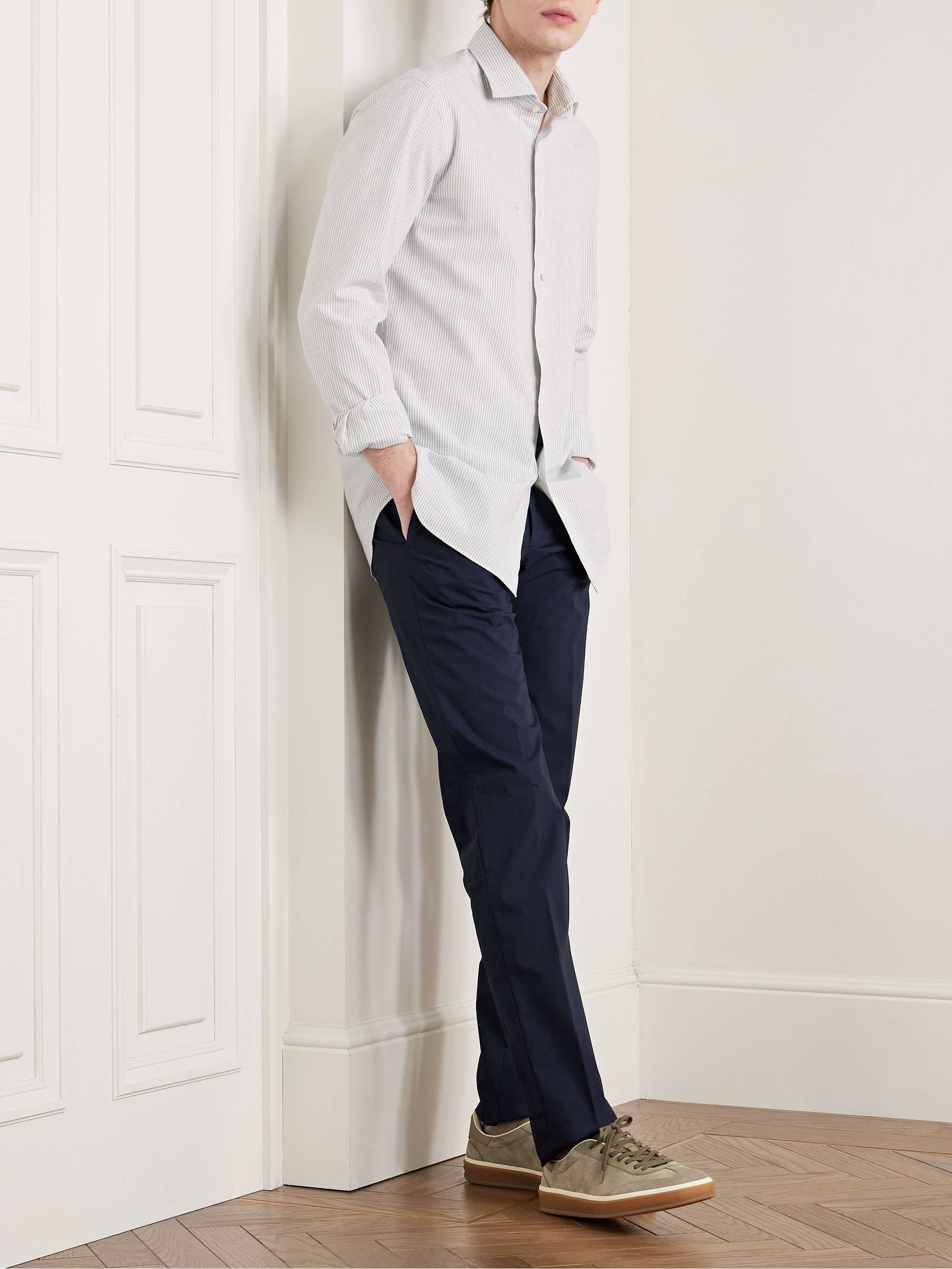 Glanshirt Slim-Fit Spread-Collar Striped Cotton Oxford Shirt view