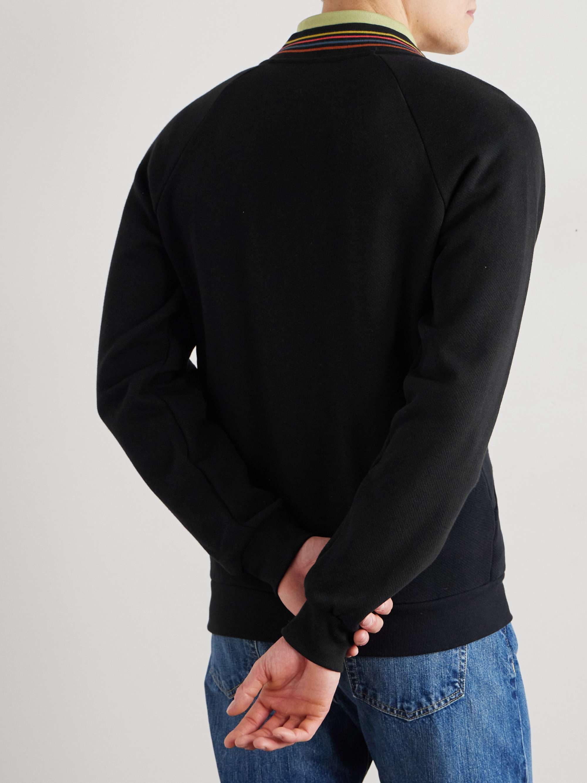 Striped Cotton-Jersey Zip-Up Sweatshirt view