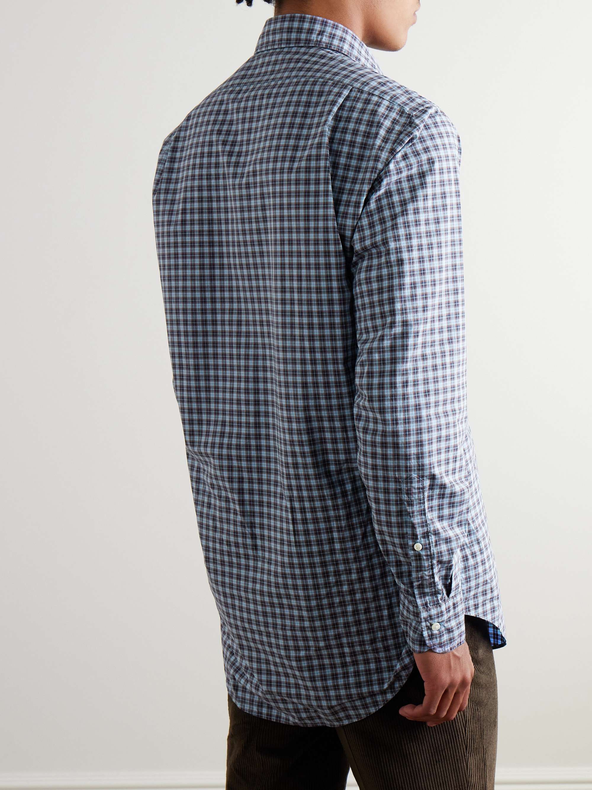 Slim-Fit Checked Cotton-Poplin Shirt view