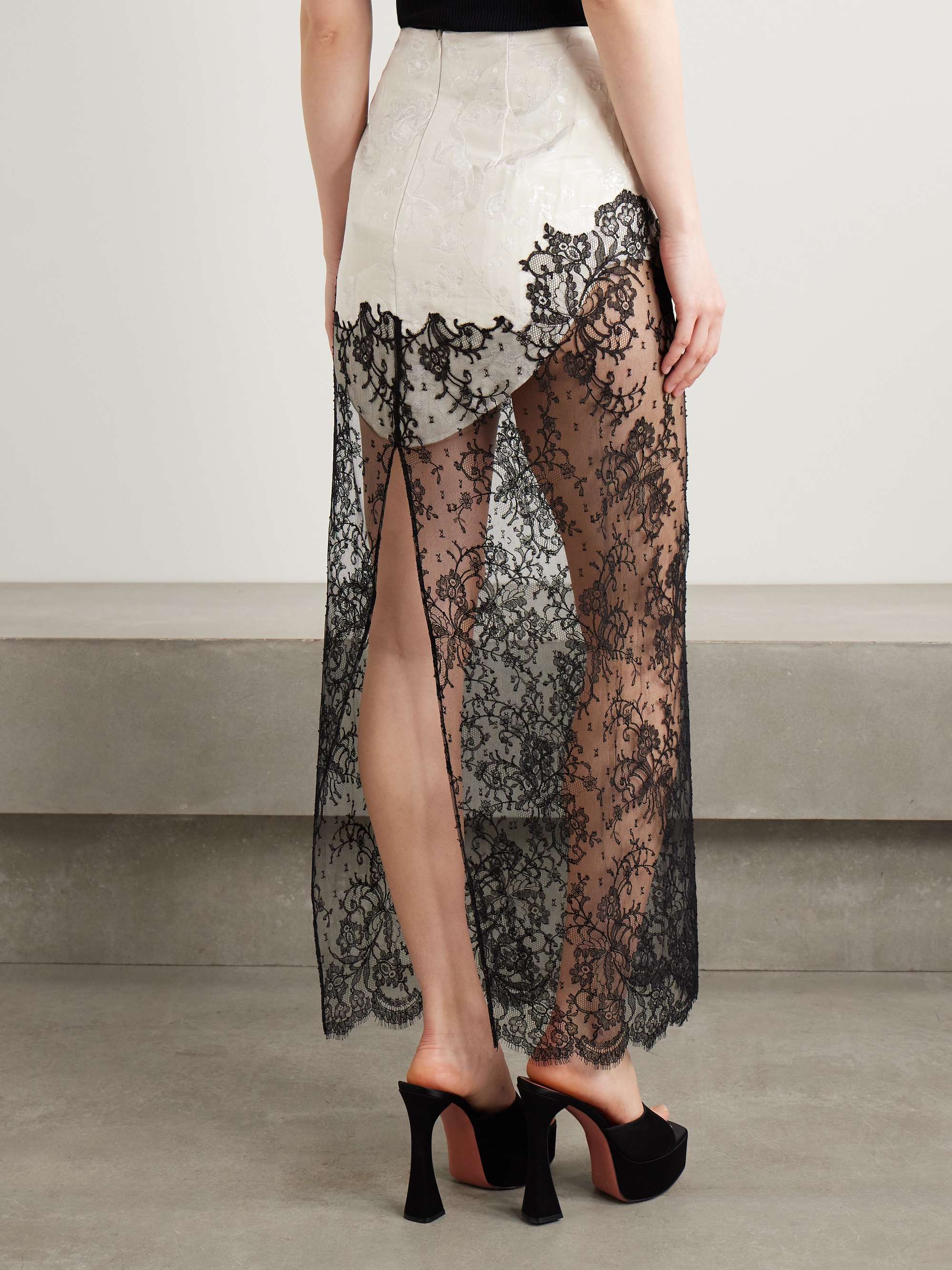 Cotton-blend Chantilly lace and metallic jacquard maxi skirt view