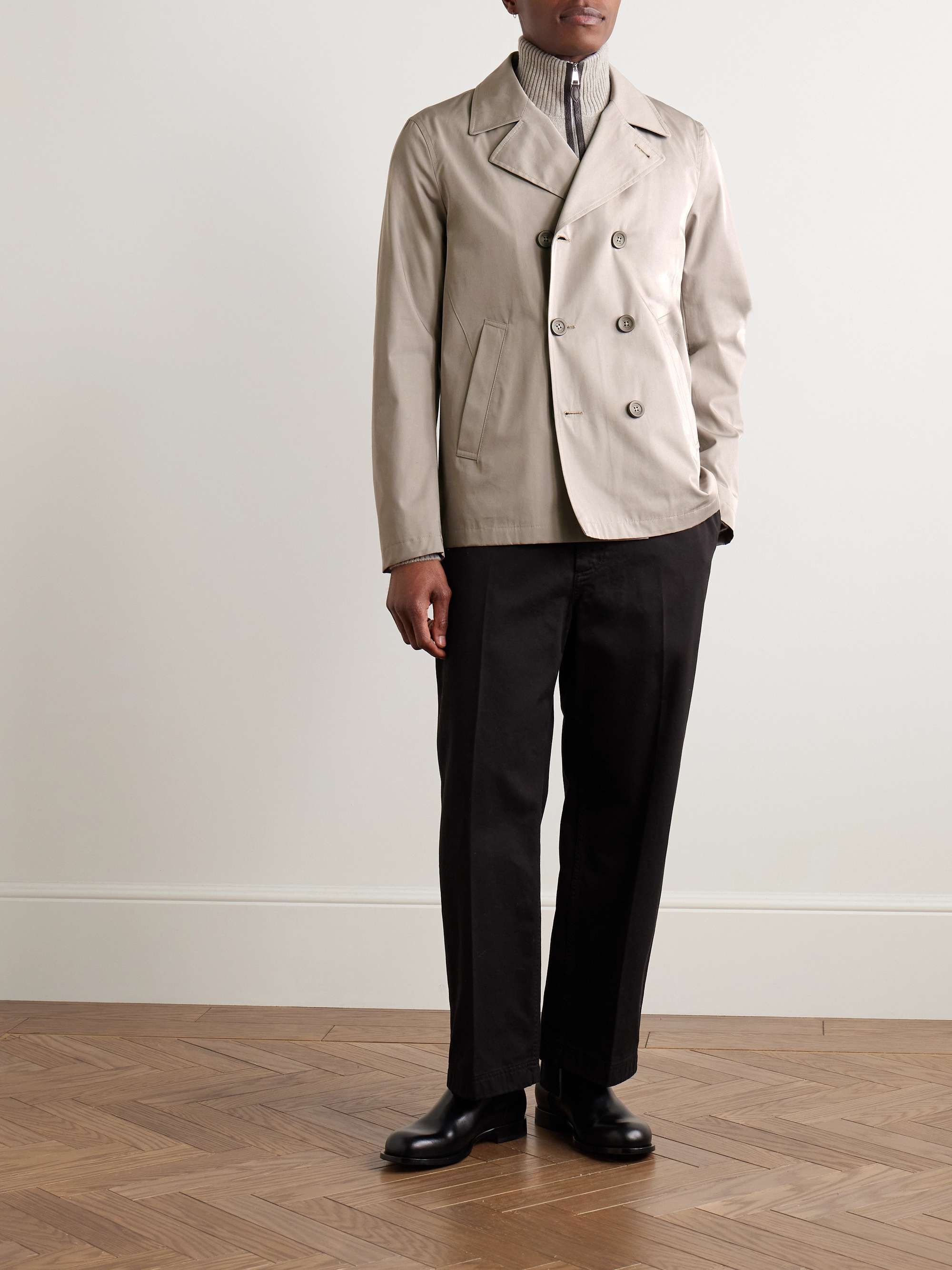 Dean Double-Breasted Cotton-Gabardine Peacoat view