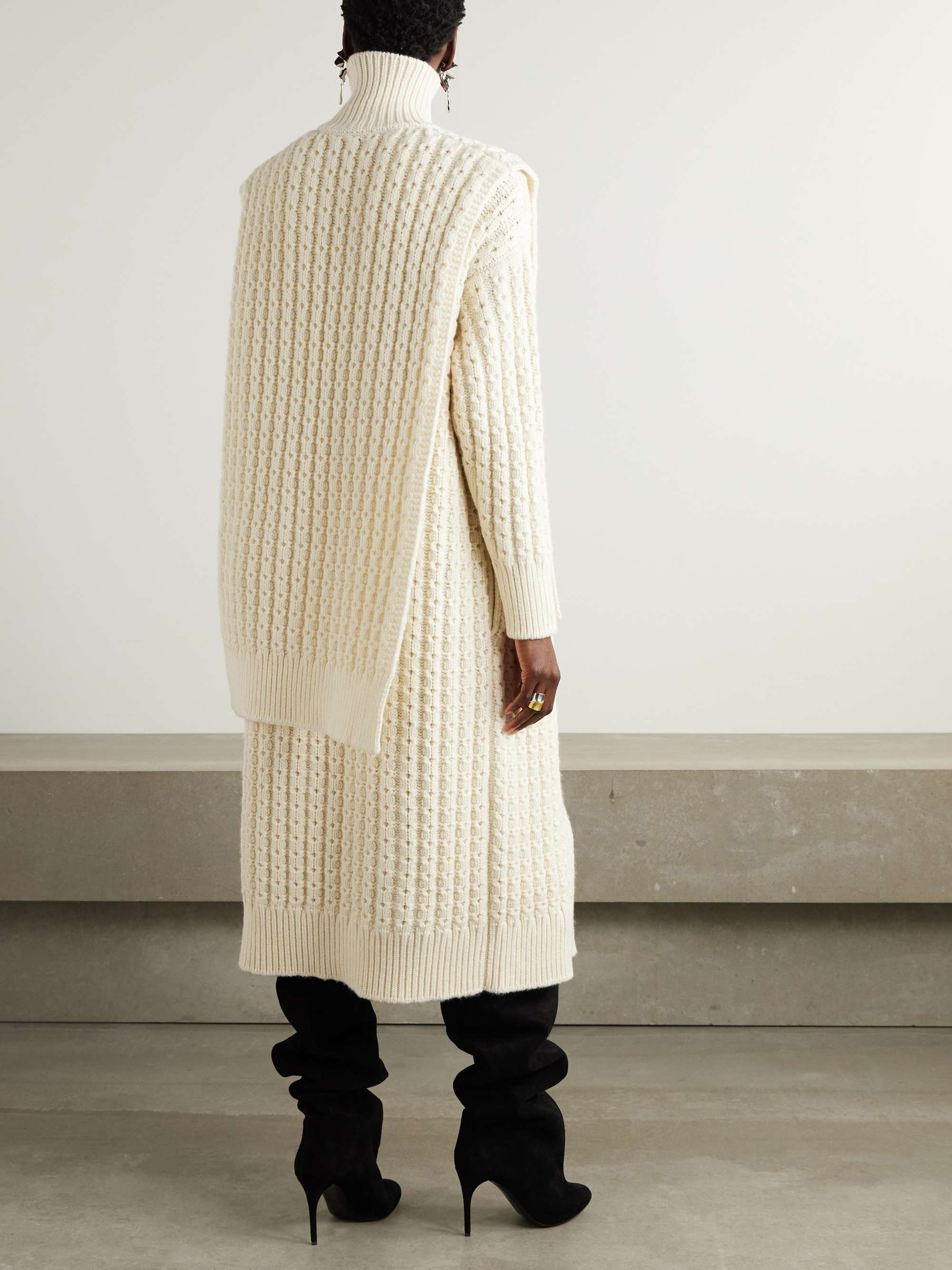 Oversized belted ribbed wool turtleneck sweater vest view