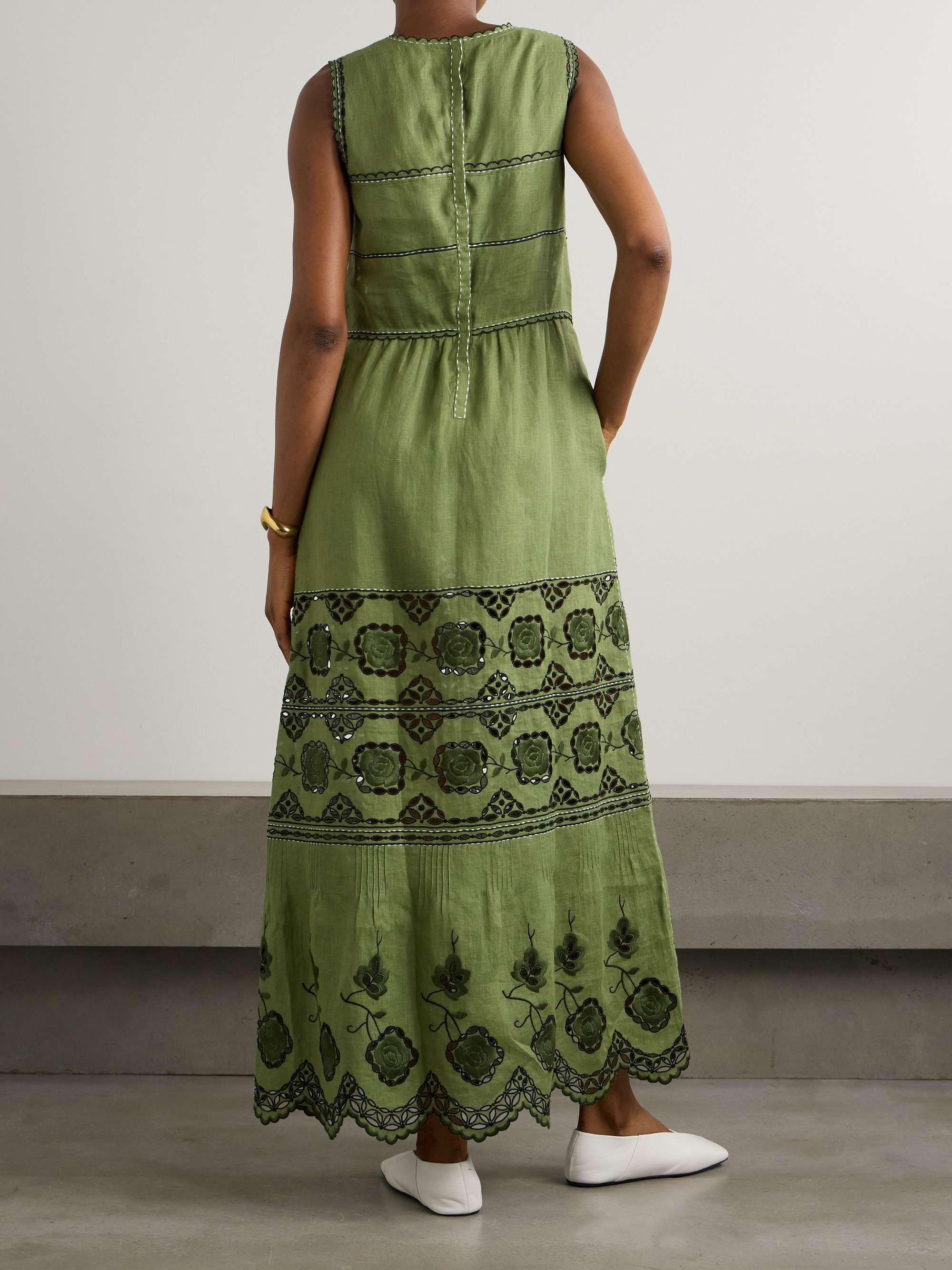 Grace scalloped broderie anglaise linen maxi dress view