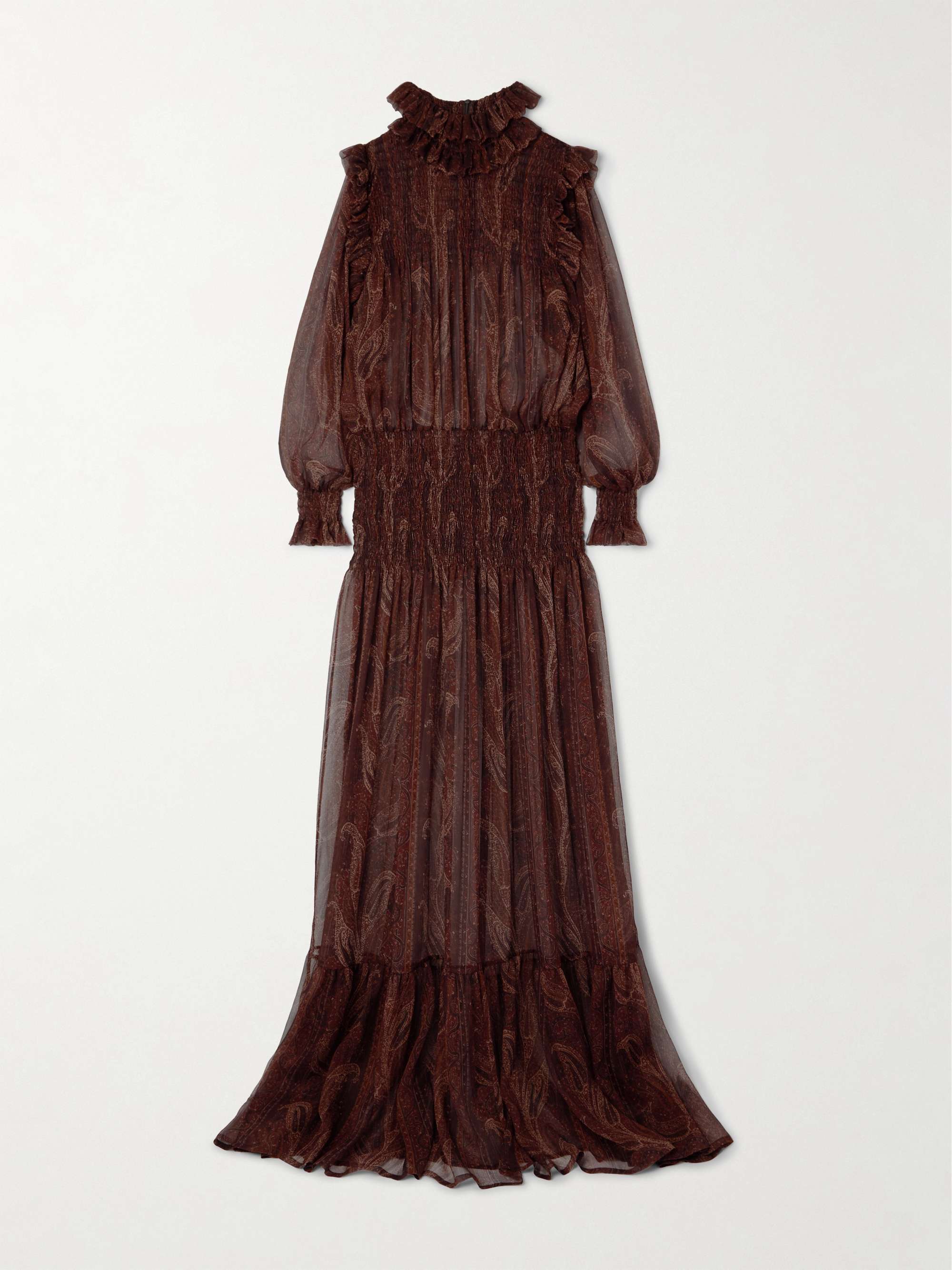 Shirred paisley-print silk-chiffon maxi dress hero visual