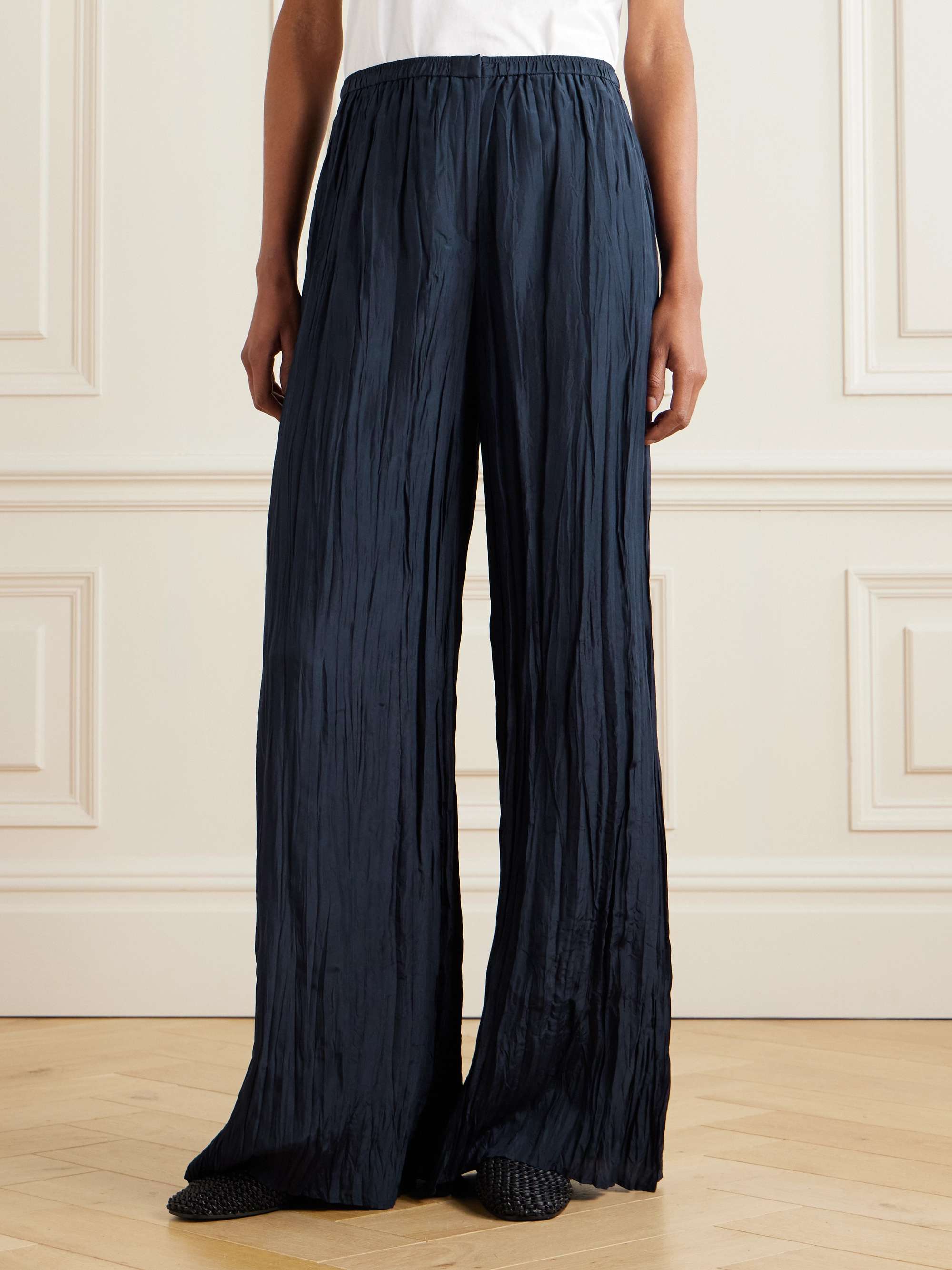 Thoresby crinkled silk-habotai wide-leg pants view