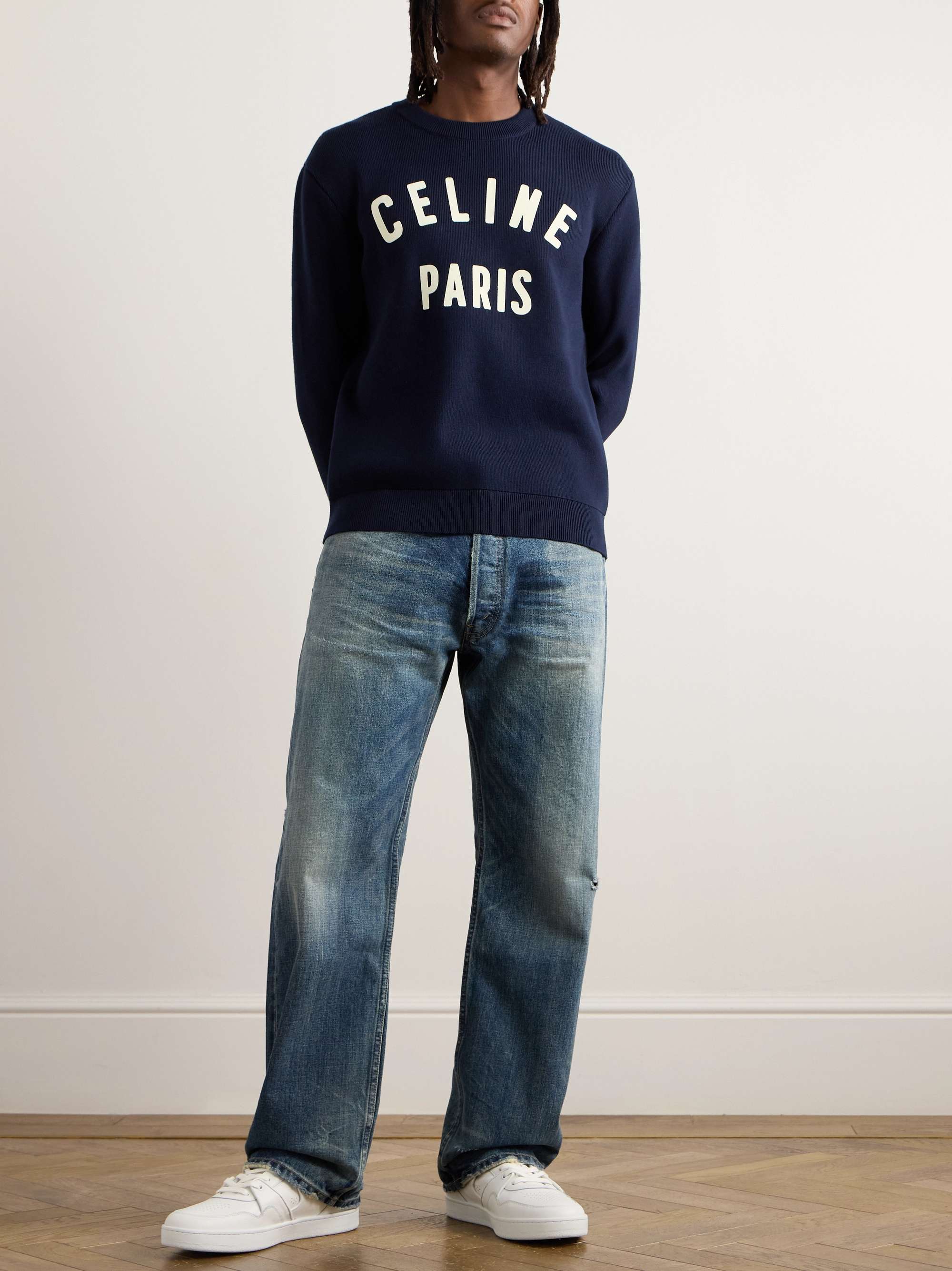 Logo-Flocked Ribbed Cotton Sweatshirt view