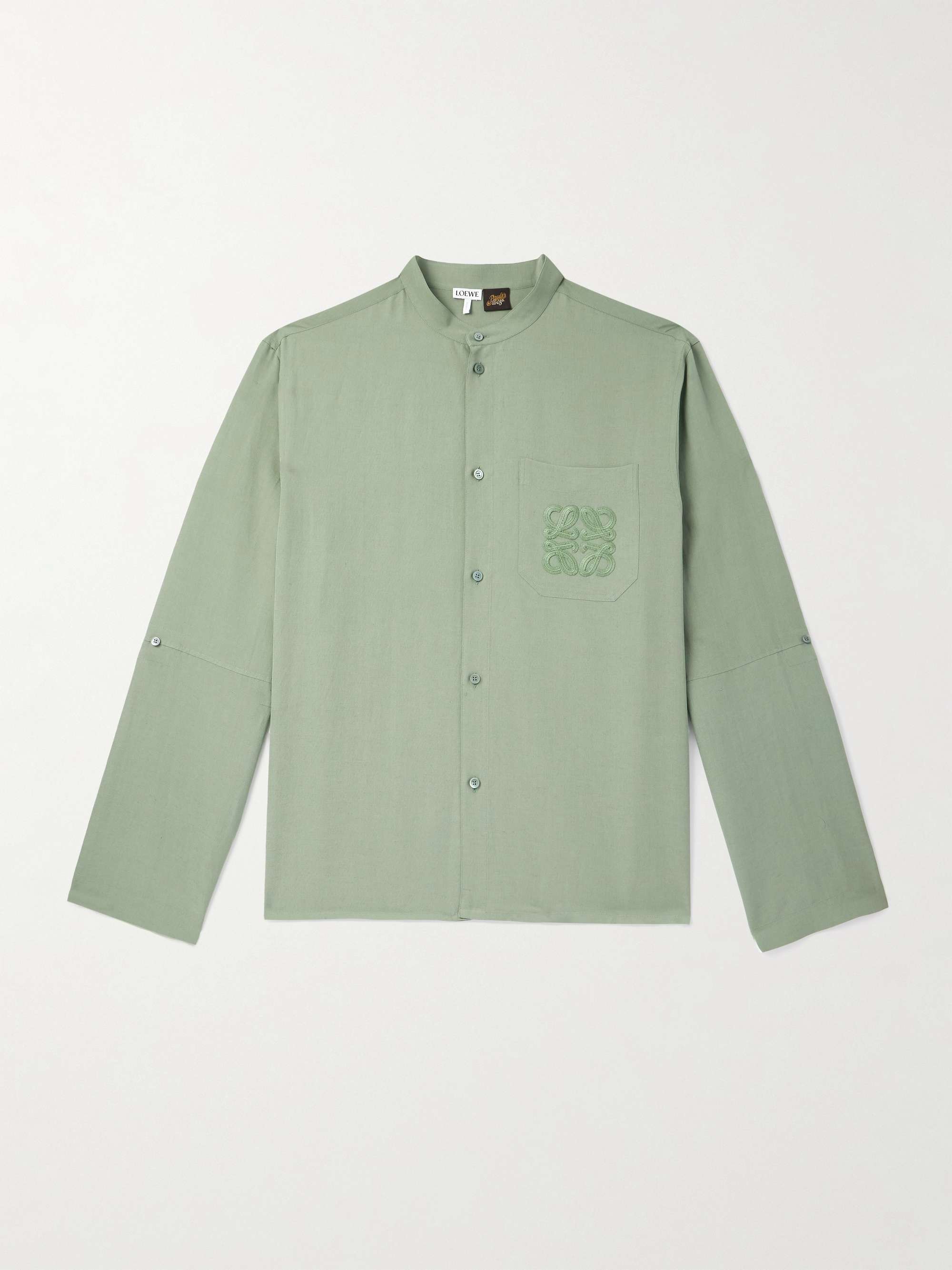 + Paula's Ibiza Grandad-Collar Logo-Embroidered Woven Shirt hero visual