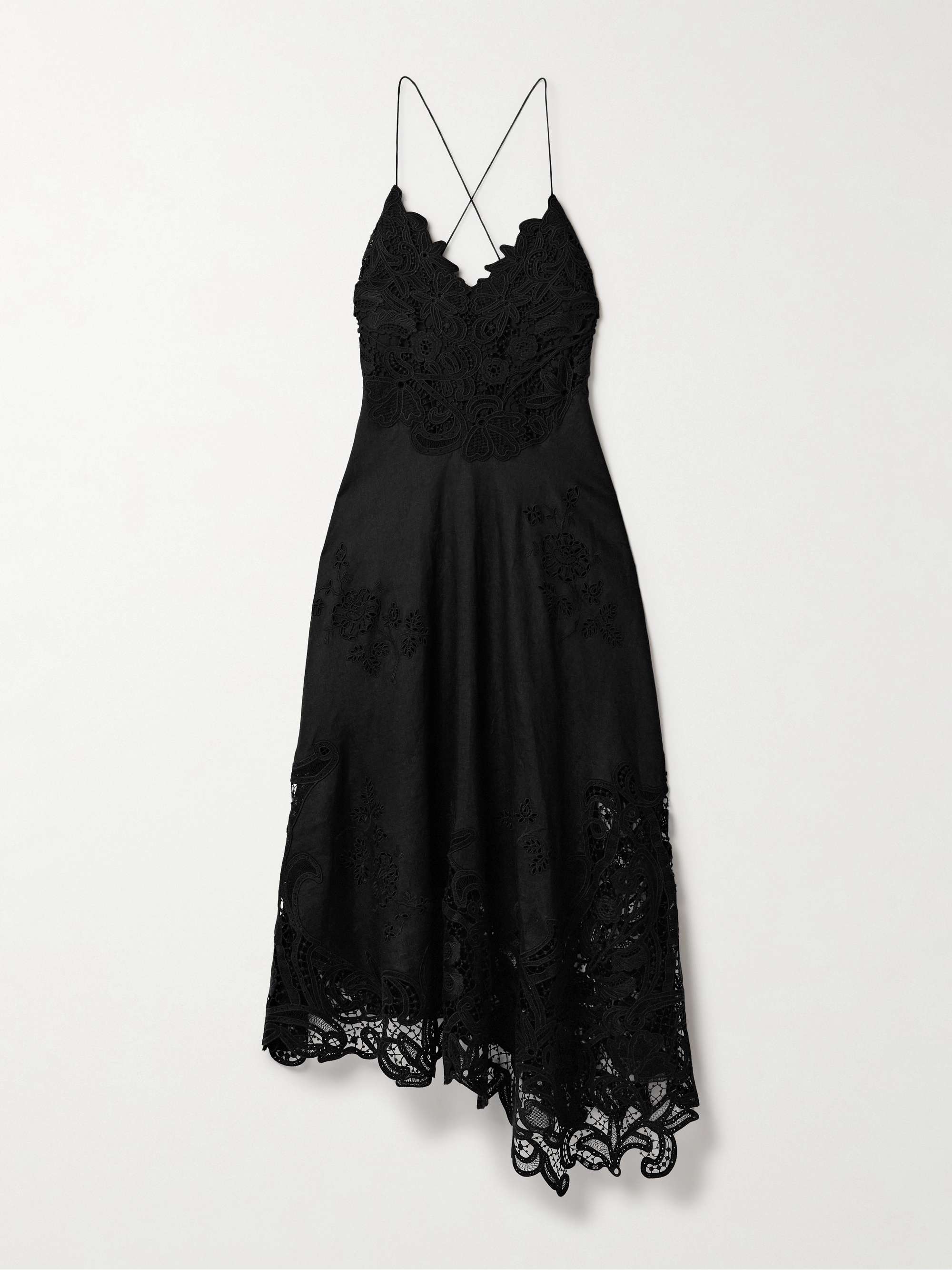 Brigitte guipure lace-paneled linen midi dress hero visual