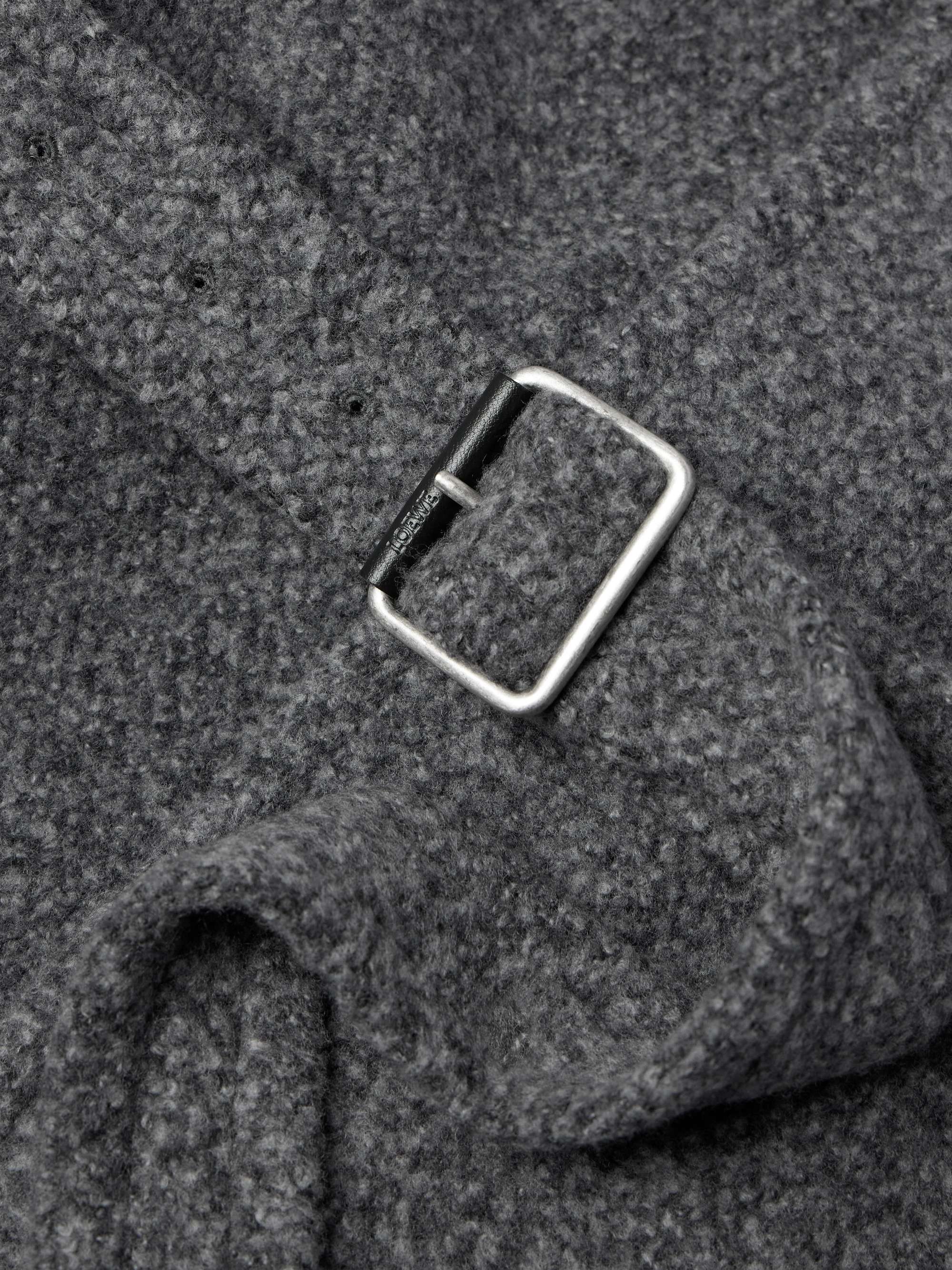 Leather-Trimmed Wool-Blend Overcoat view