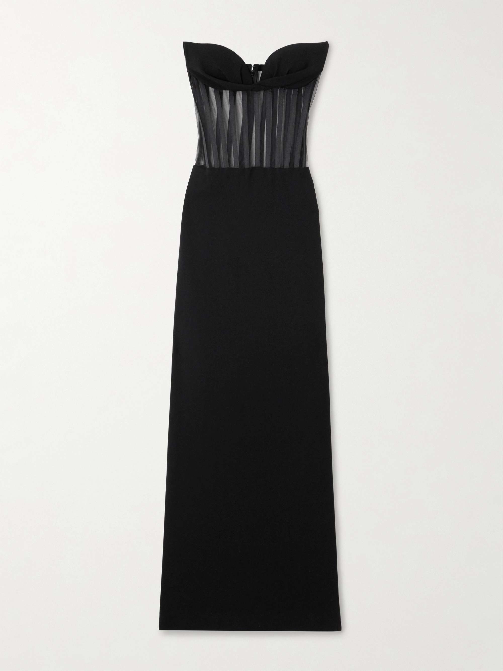 Strapless mesh-paneled crepe gown hero visual