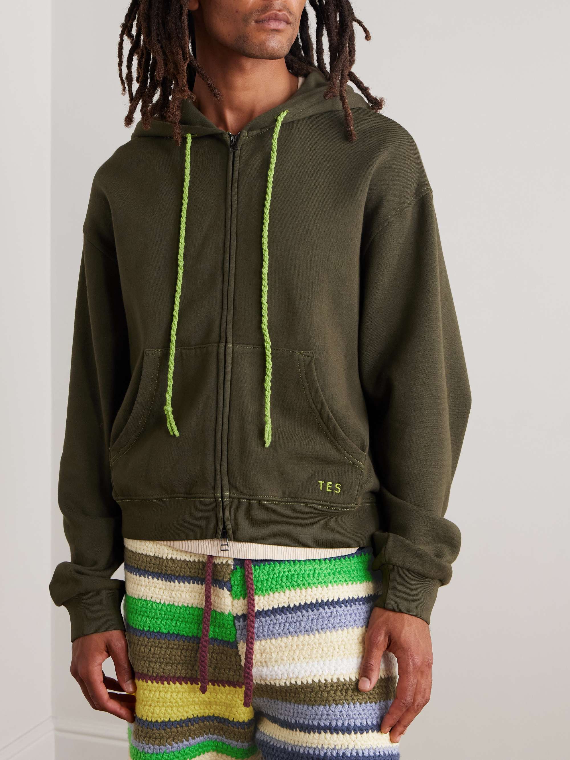 Embroidered Cotton and Cashmere-Blend Jersey Zip-Up Hoodie view