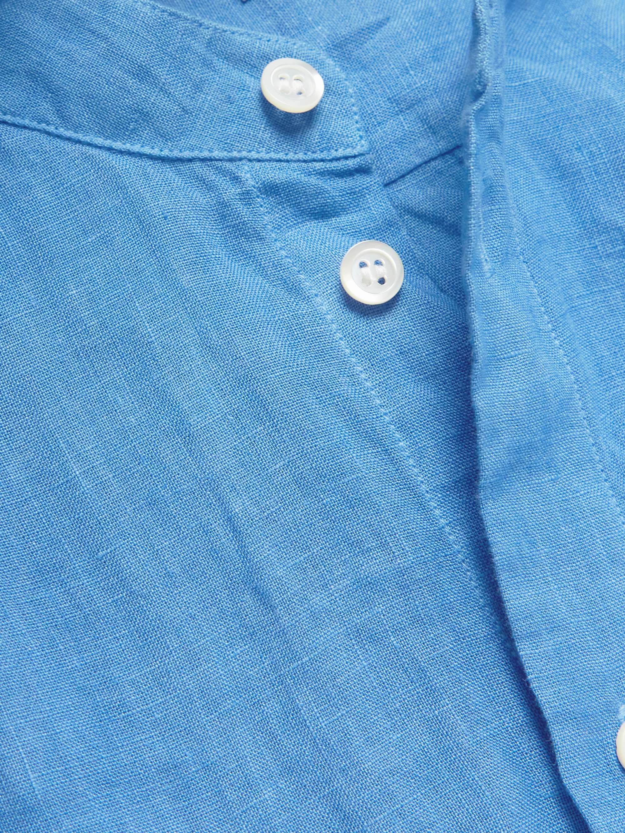 Grandad-Collar Linen-Chambray Shirt view