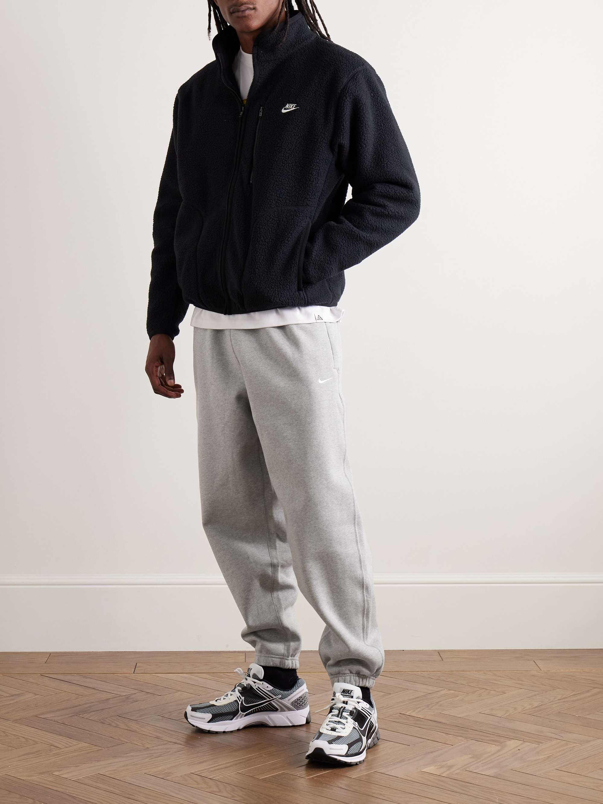 Solo Swoosh Tapered Logo-Embroidered Cotton-Blend Jersey Sweatpants view