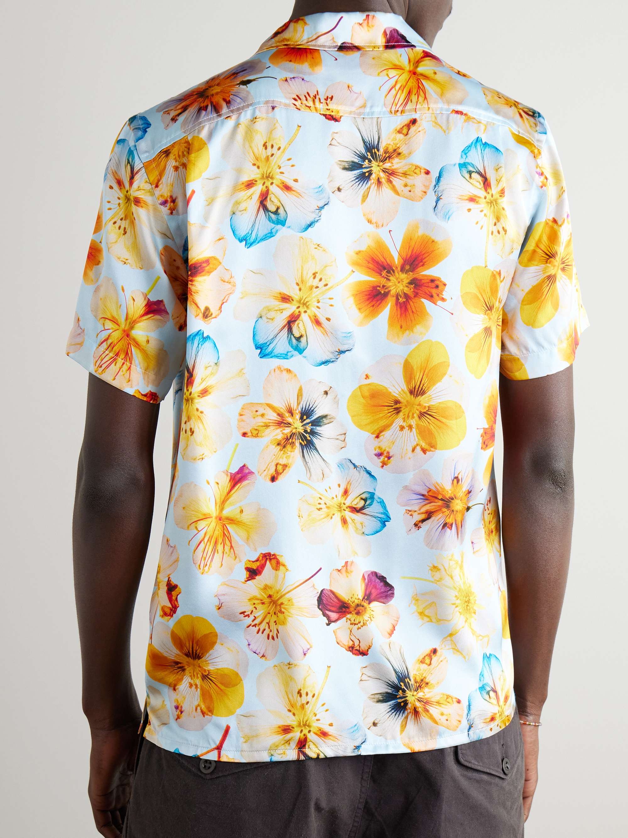 Hibbert Camp-Collar Floral-Print Organic Silk-Satin Shirt view