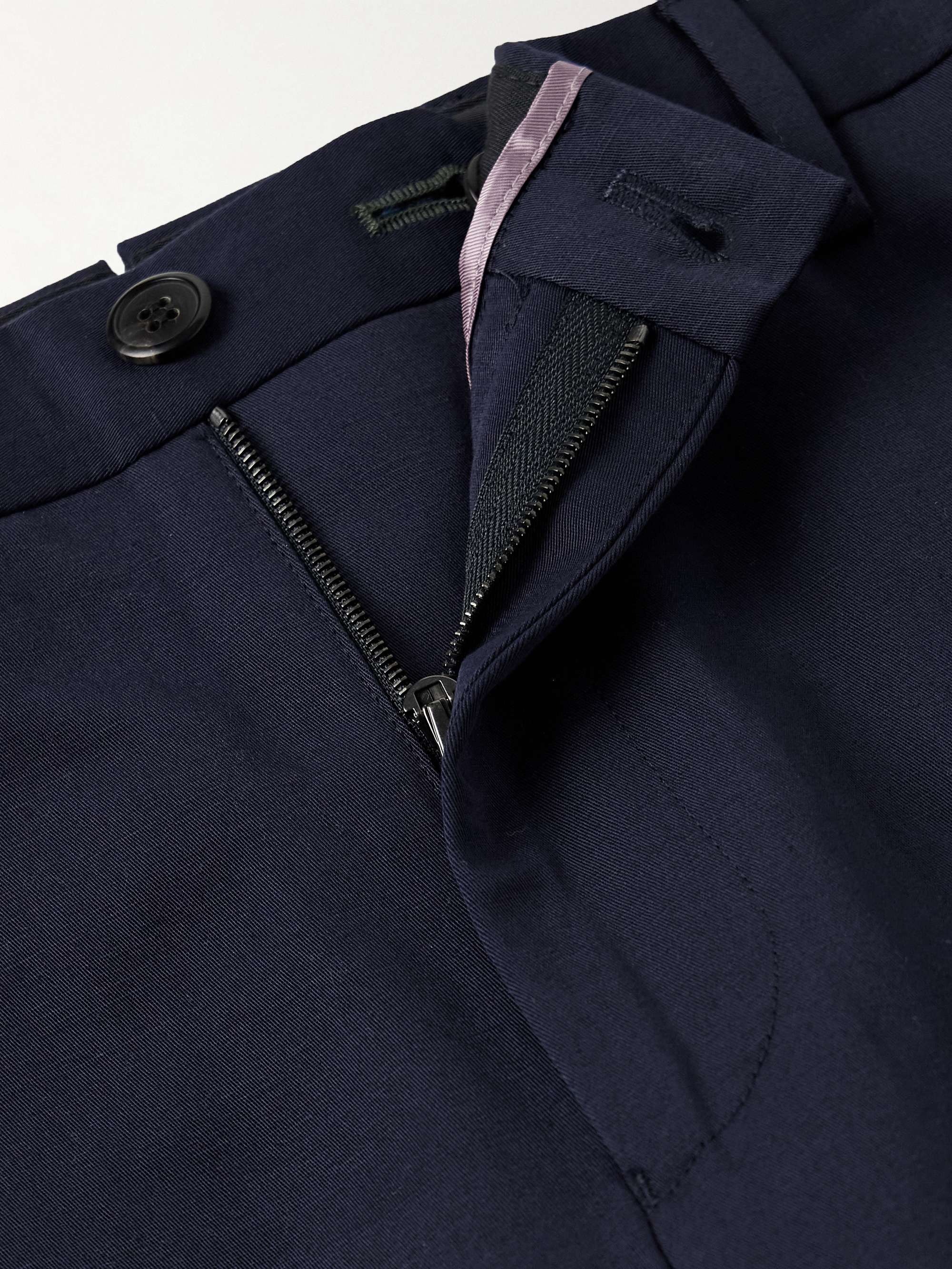 Slim-Fit Straight-Leg Cotton and Linen-Blend Suit Trousers view