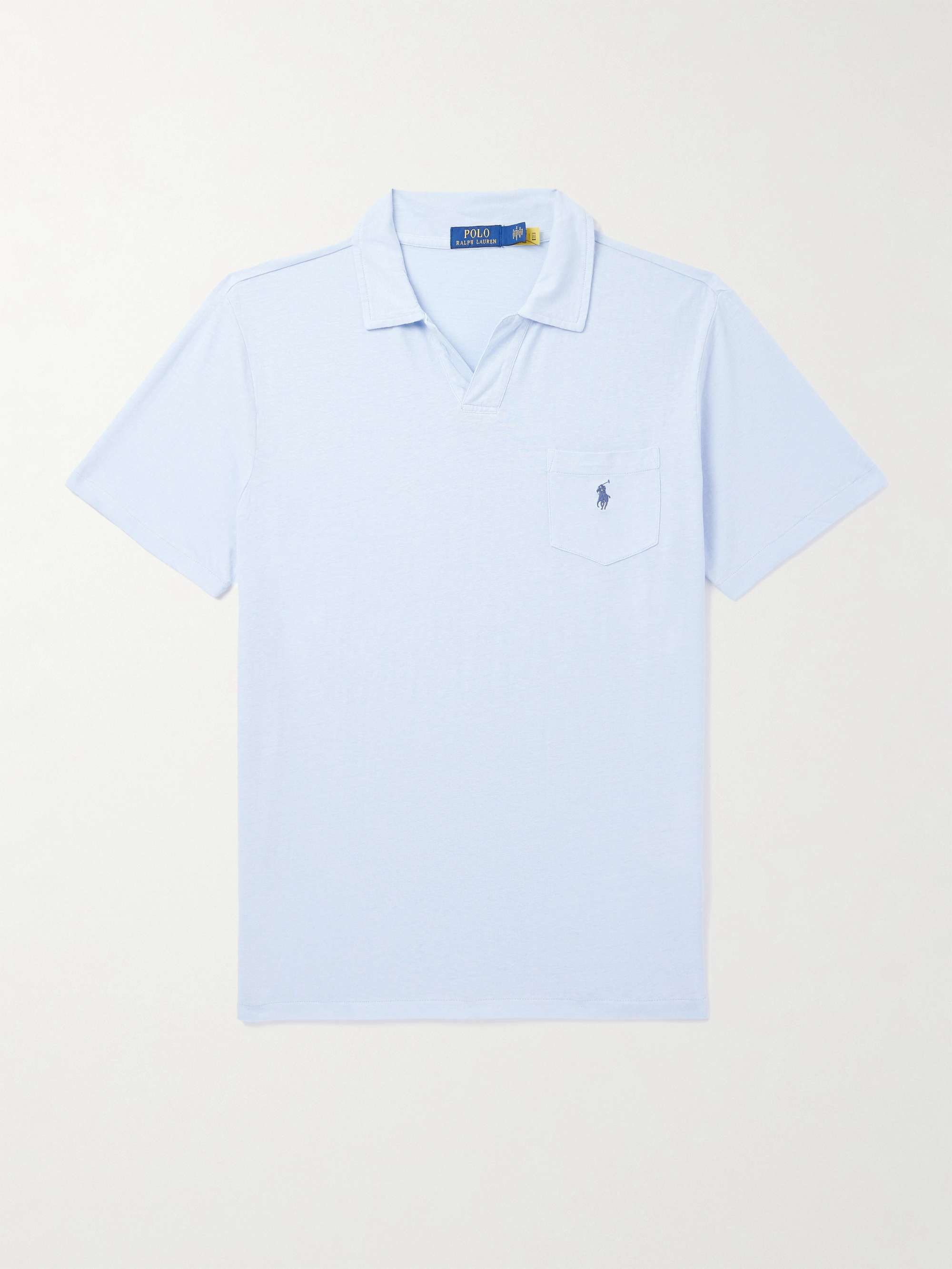 Logo-Embroidered Cotton and Linen-Blend Jersey Polo Shirt hero visual