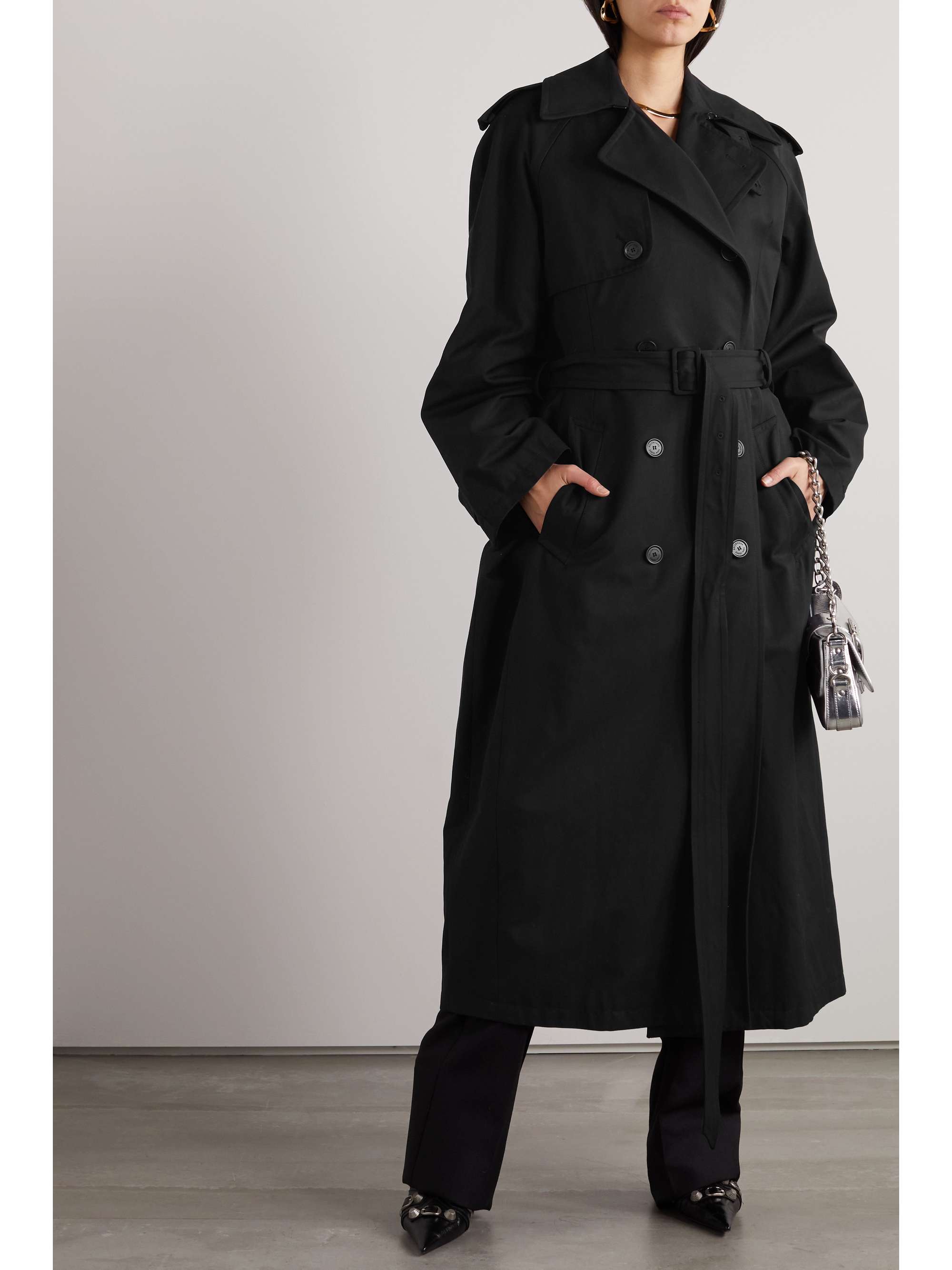 Hourglass oversized double-breasted wool and cotton-blend trench coat view