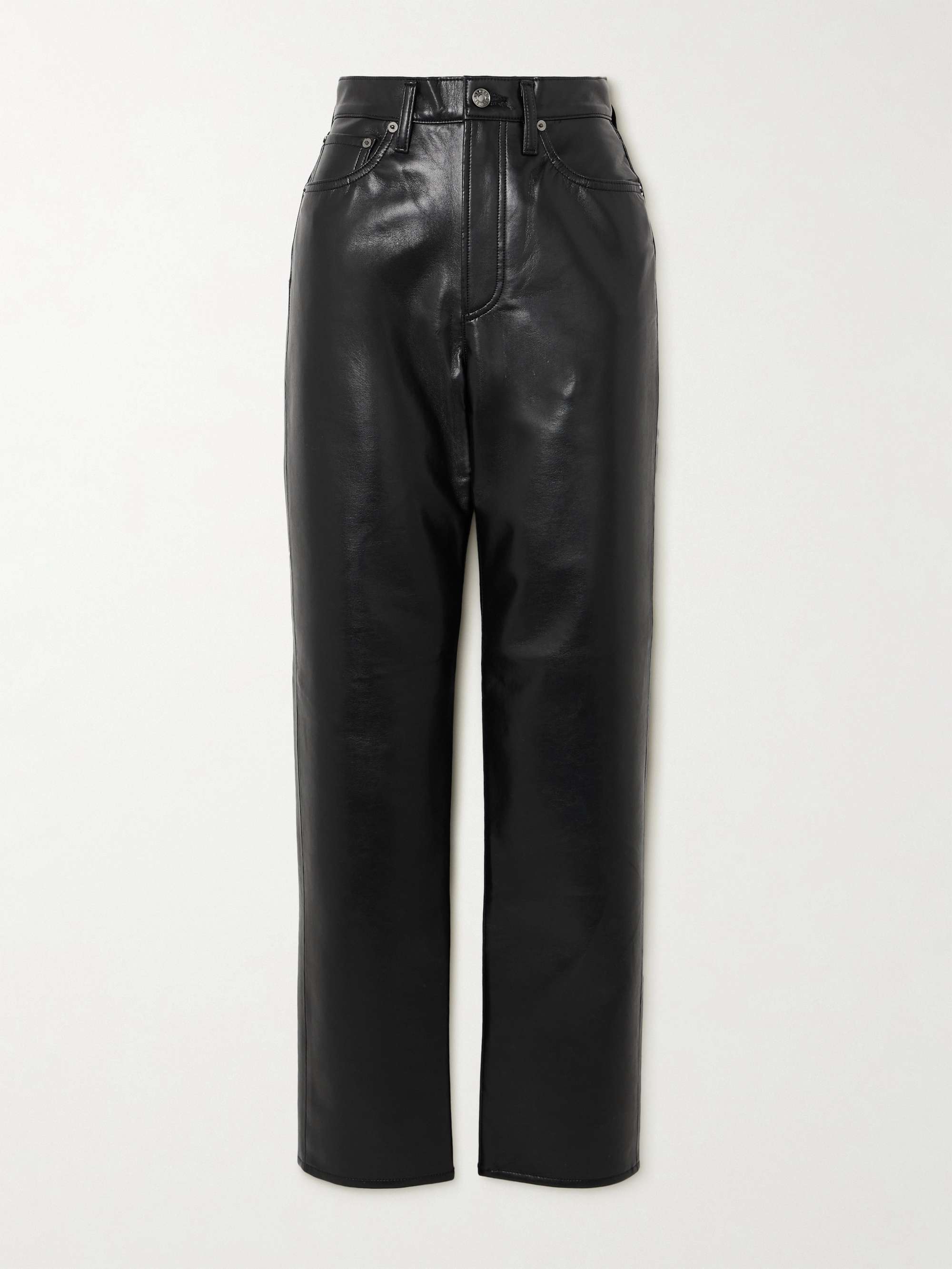 90s Pinch Waist Long recycled leather-blend straight-leg pants hero visual