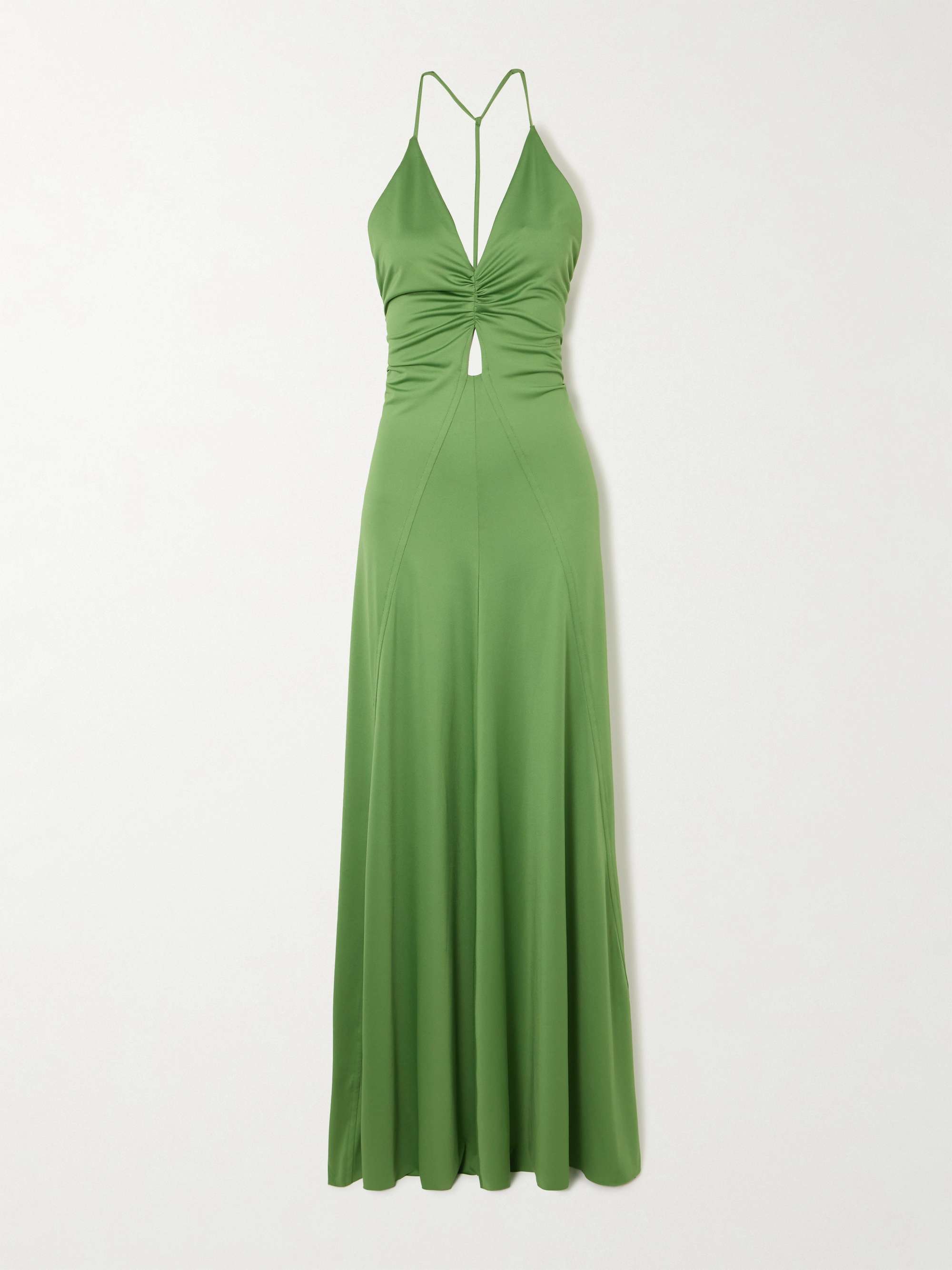 Cutout ruched stretch-satin gown hero visual