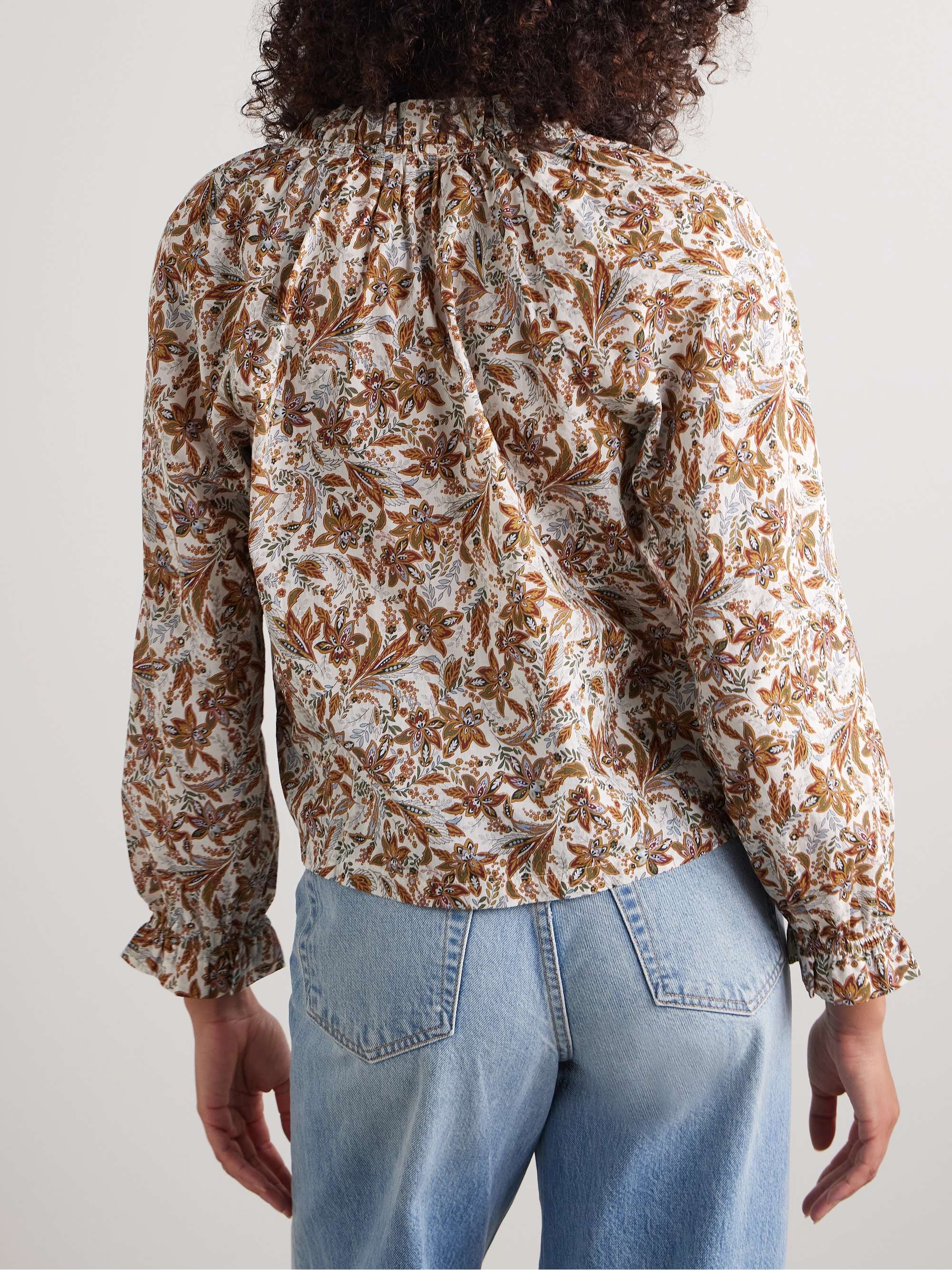 Juna tie-neck floral-print organic cotton-voile top view
