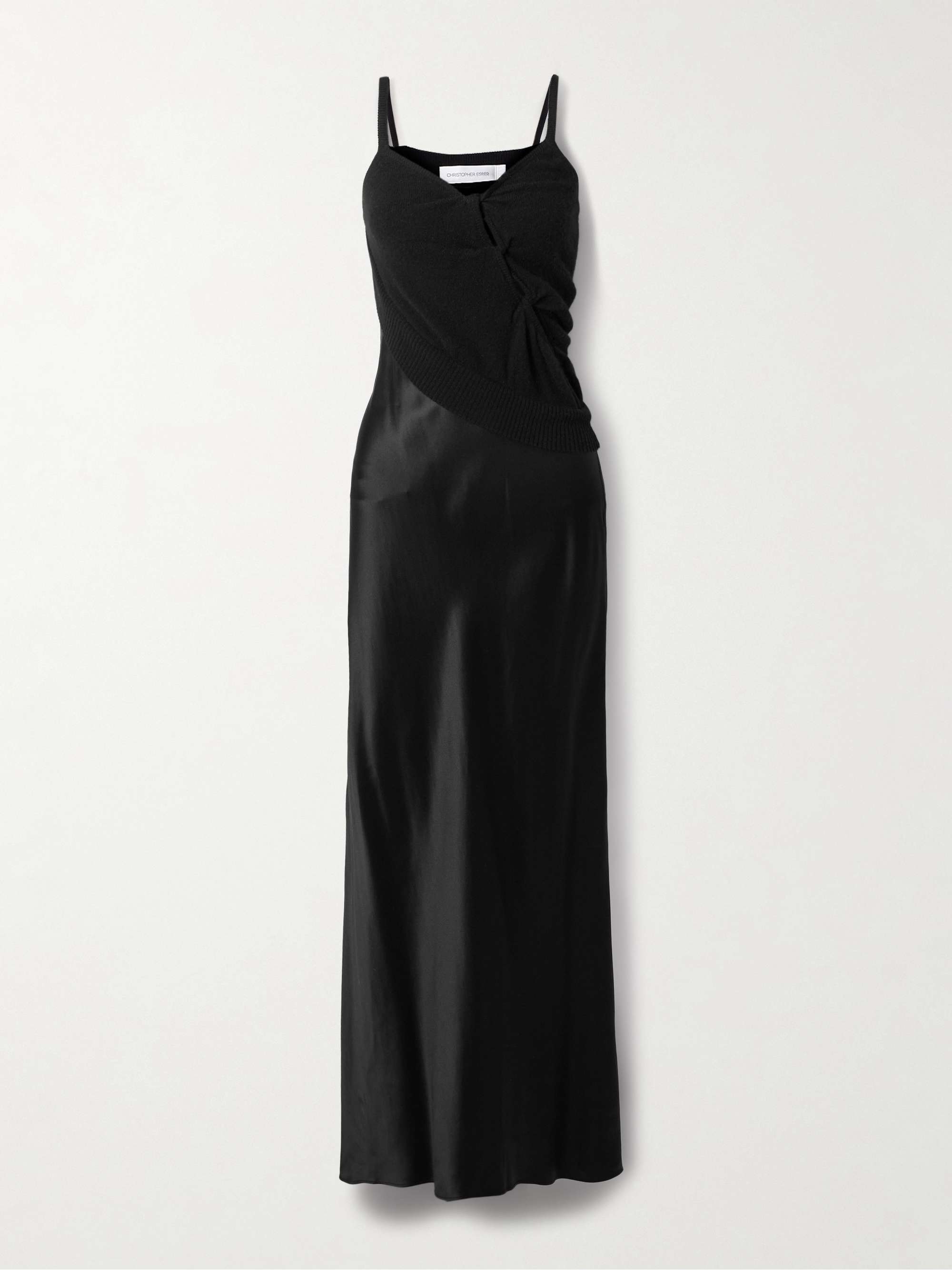 Knotted cutout cashmere and silk-satin maxi dress hero visual