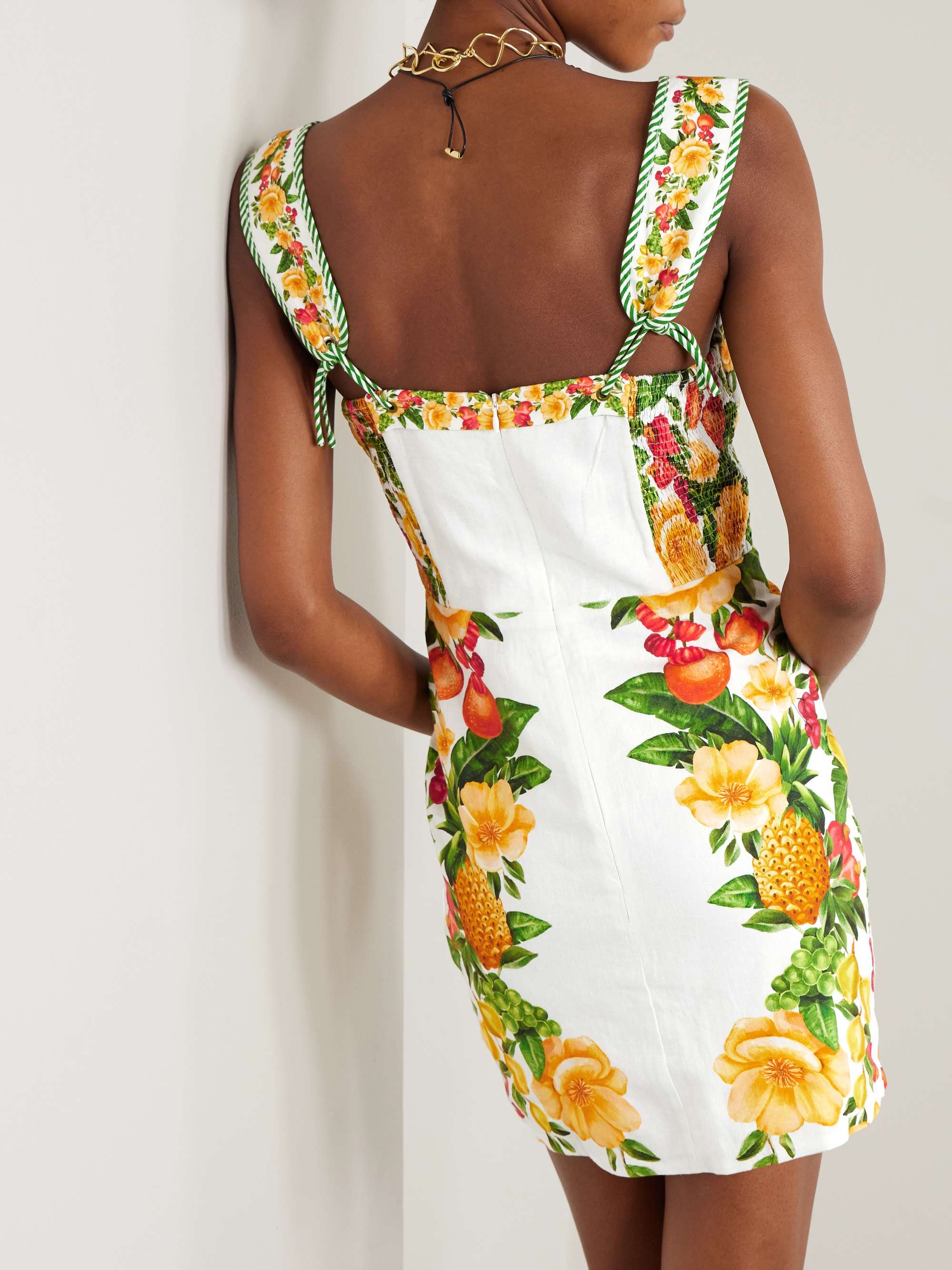 Floral-print linen-blend mini dress view