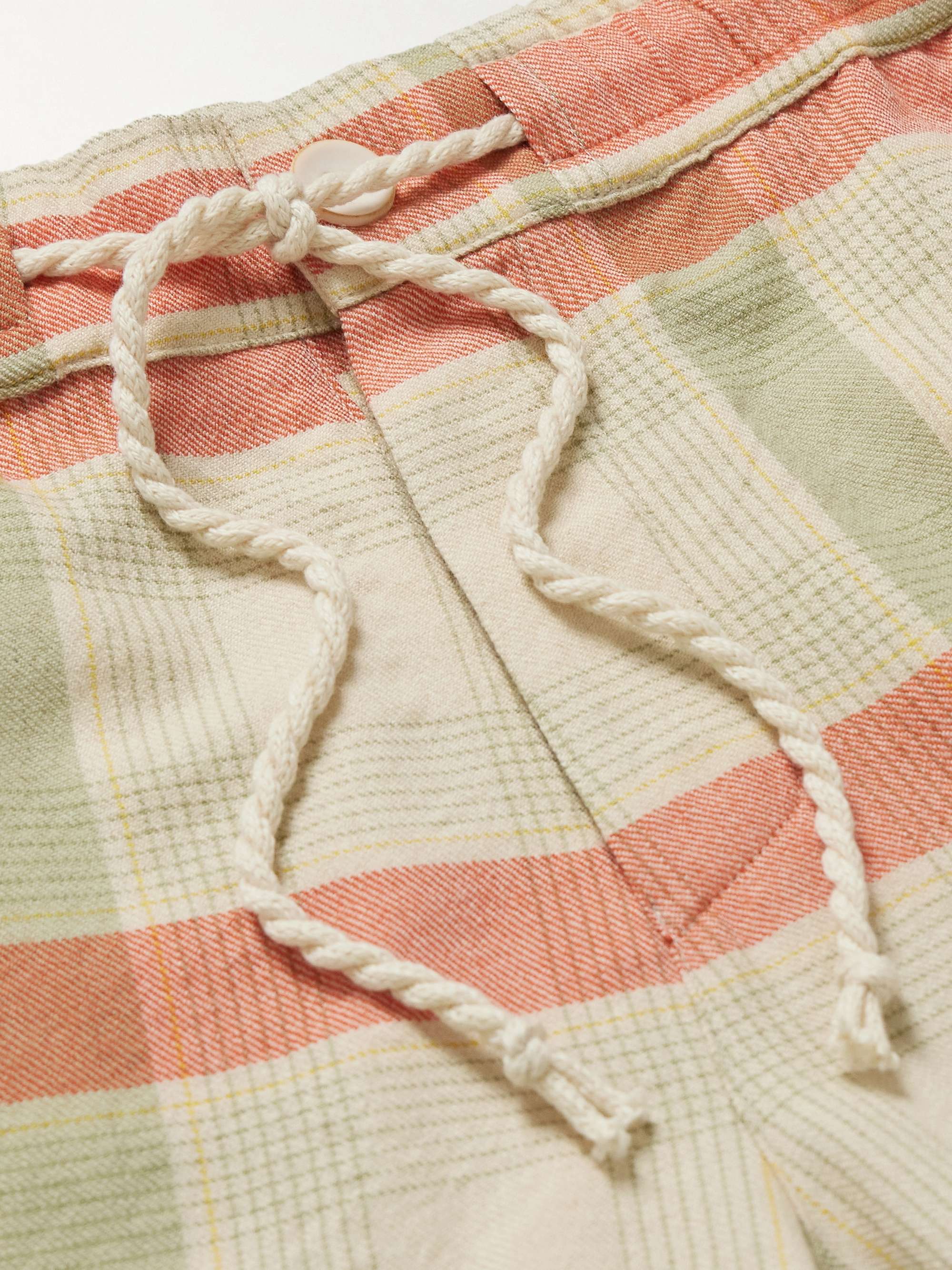 Straight-Leg Checked Cashmere and Wool-Blend Drawstring Shorts view