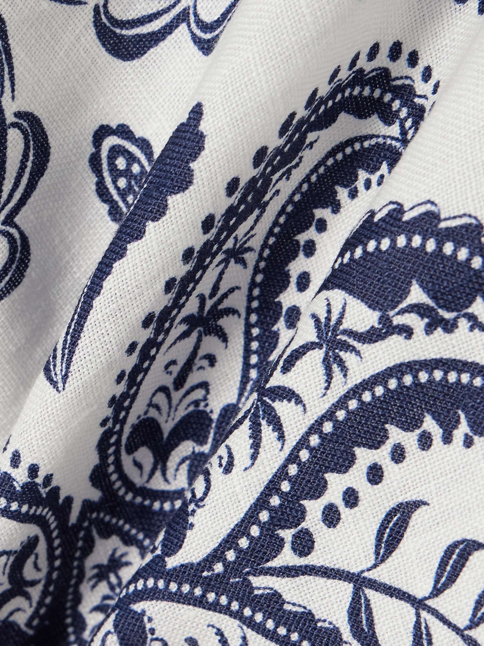 Tropical Cameo cropped shirred printed linen top view