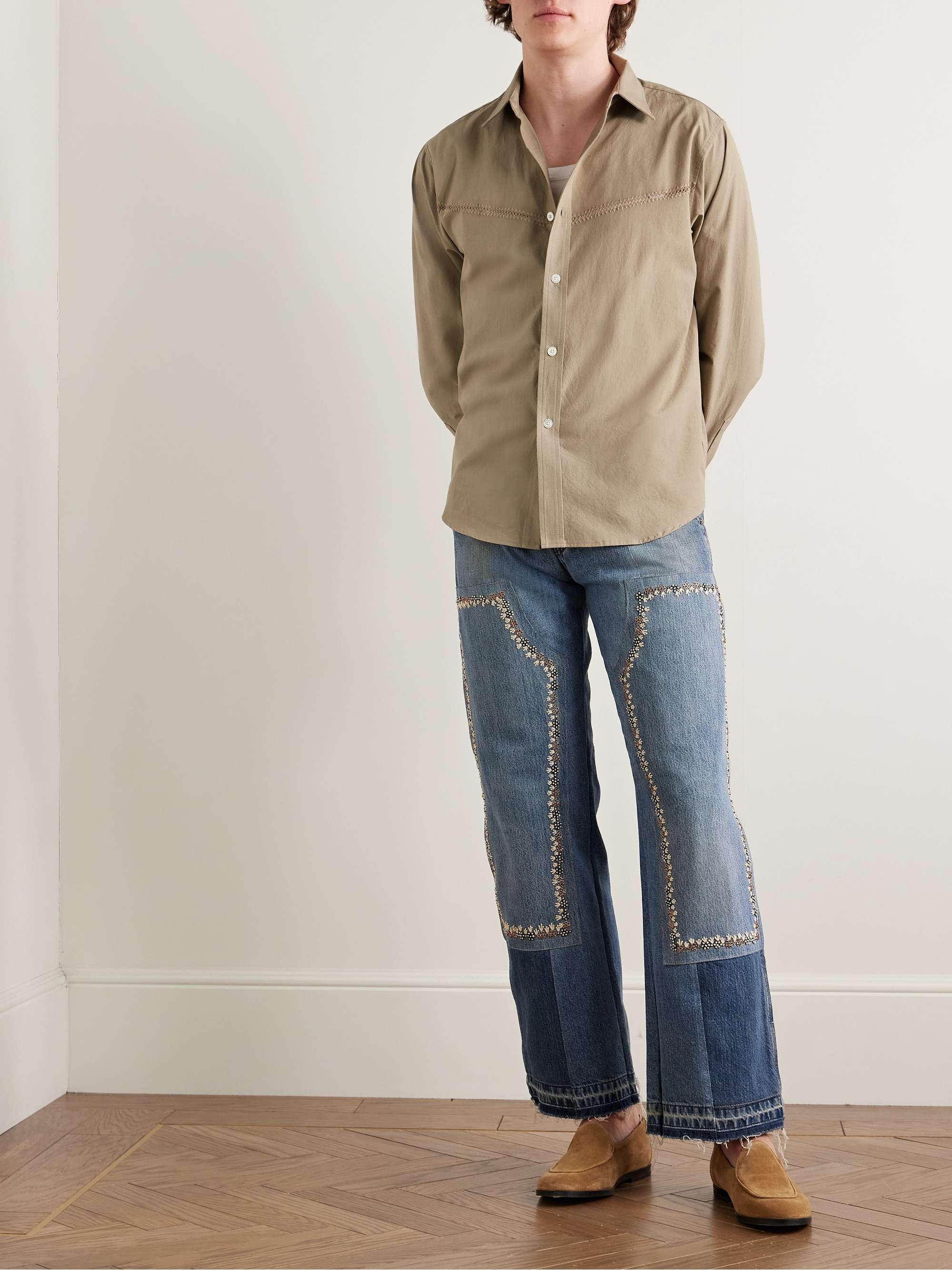 Crochet-Trimmed Cotton-Poplin Shirt view