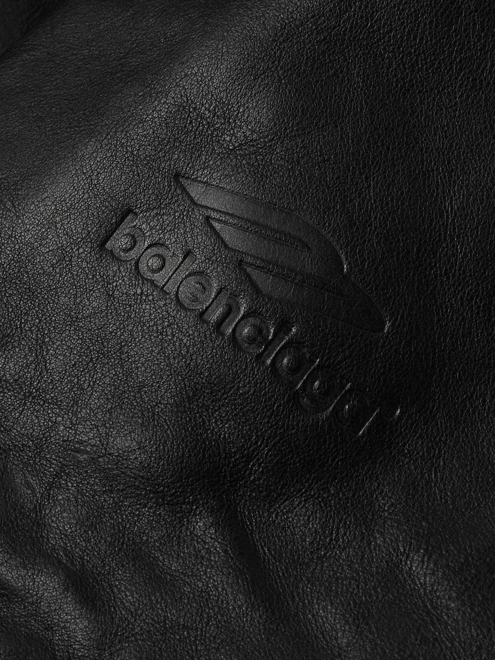 Cocoon Kick Oversized Logo-Debossed Leather Jacket view