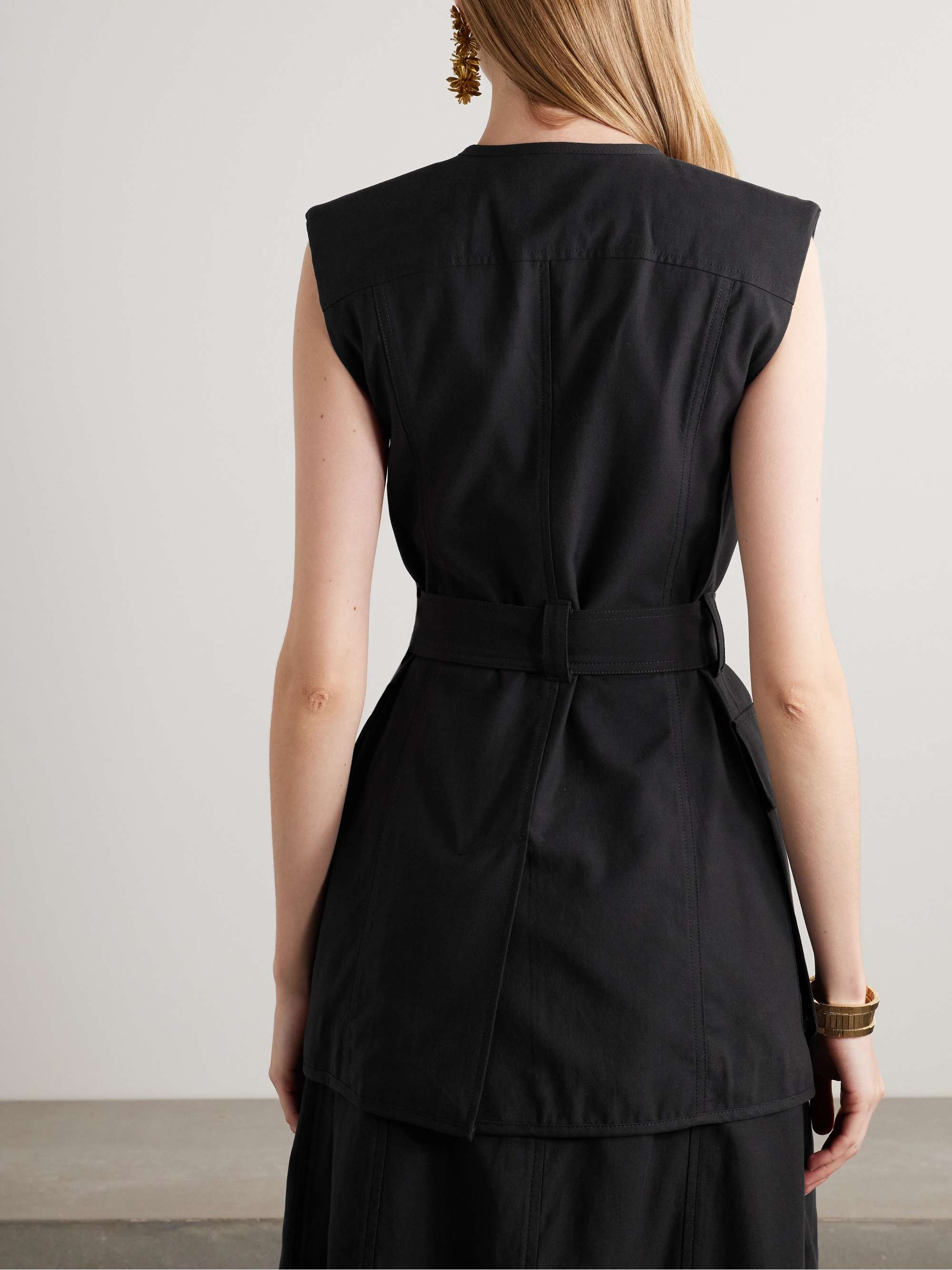 Twyla belted cotton and TENCEL™ Lyocell-blend twill vest view