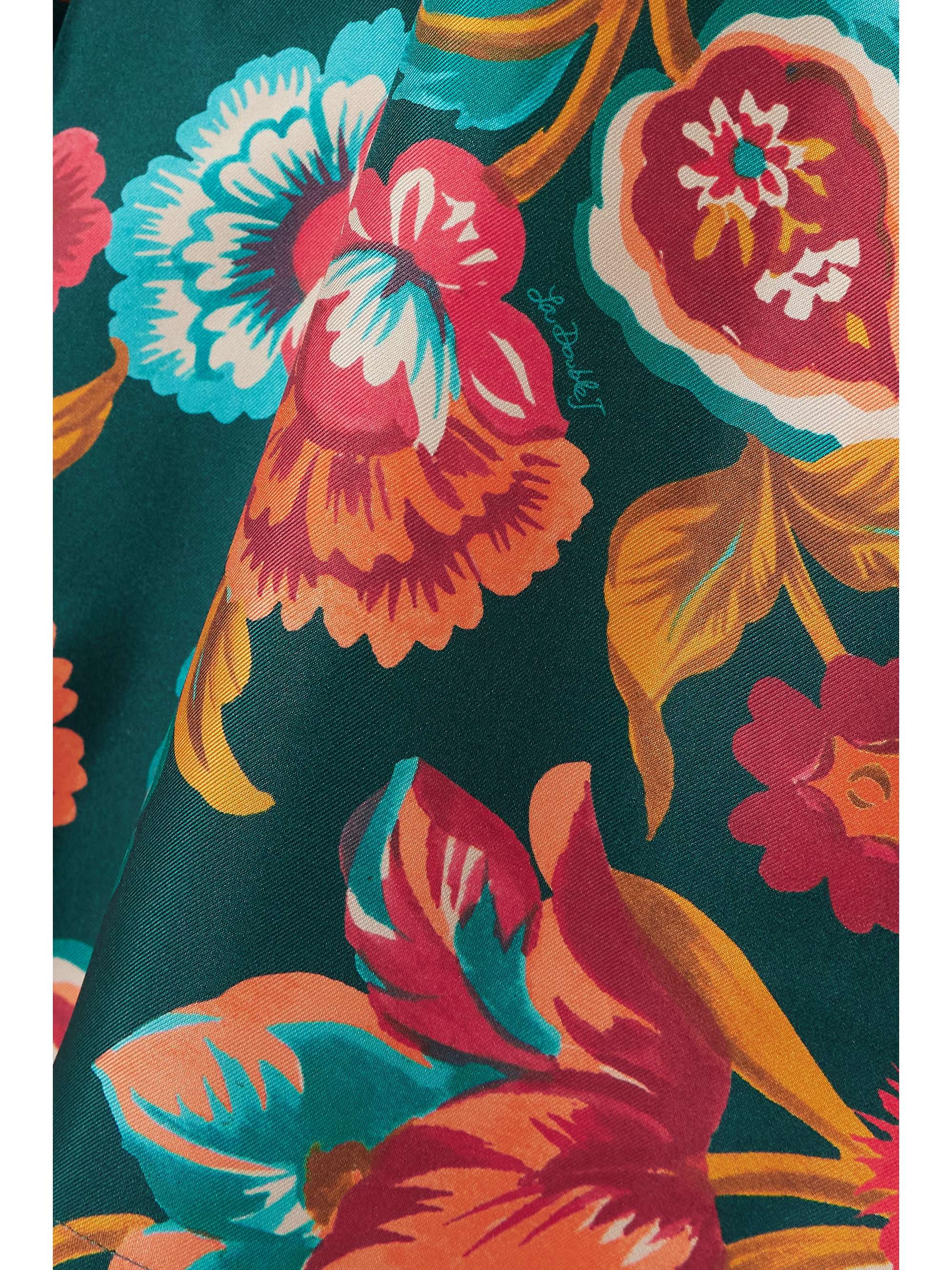 Floral-print silk-twill wide-leg pants view