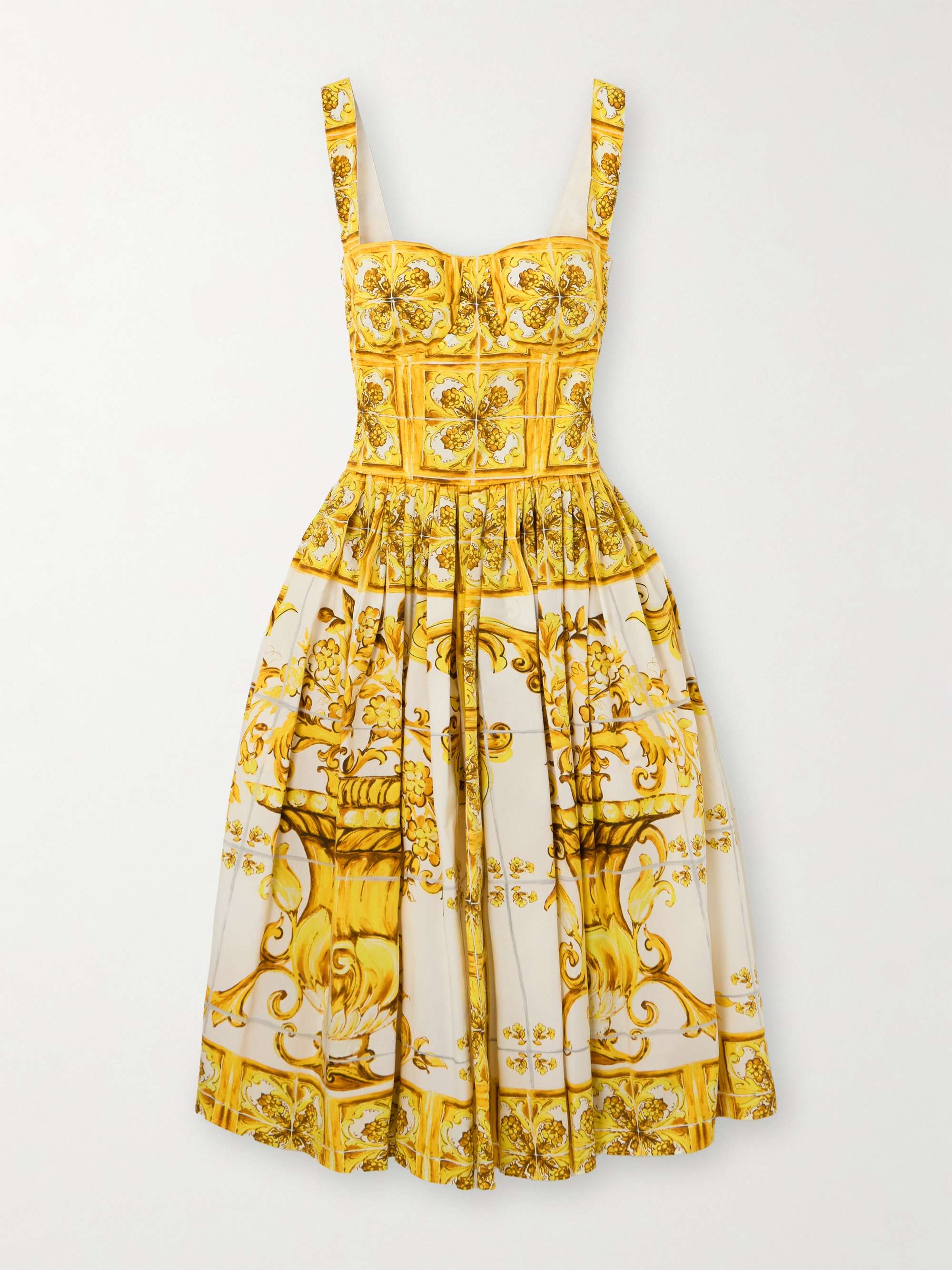 Maiolica pleated printed cotton-poplin midi dress hero visual