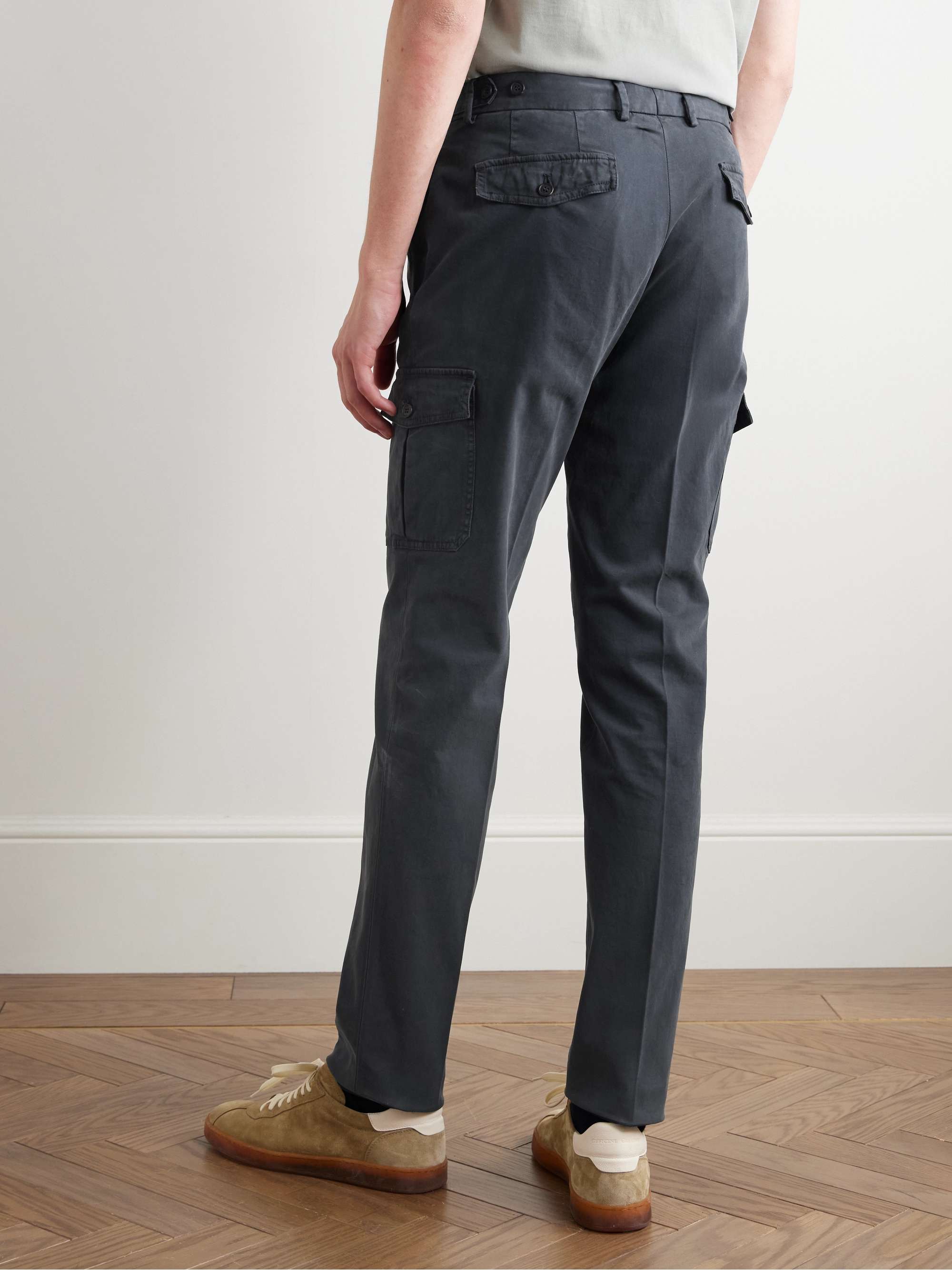 Venezia 1951 Slim-Fit Tapered Garment-Dyed Cotton-Blend Twill Cargo Trousers view