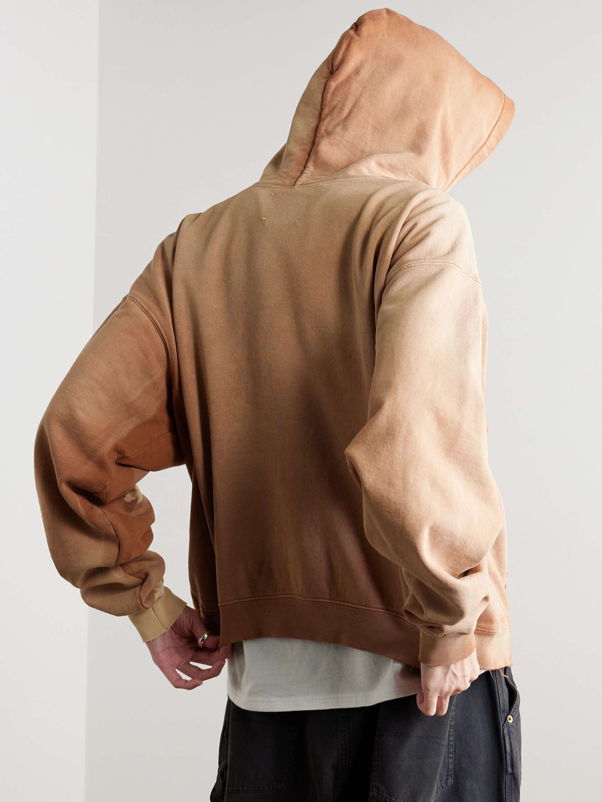 Ventura Logo-Appliquéd Distressed Cotton-Jersey Hoodie view