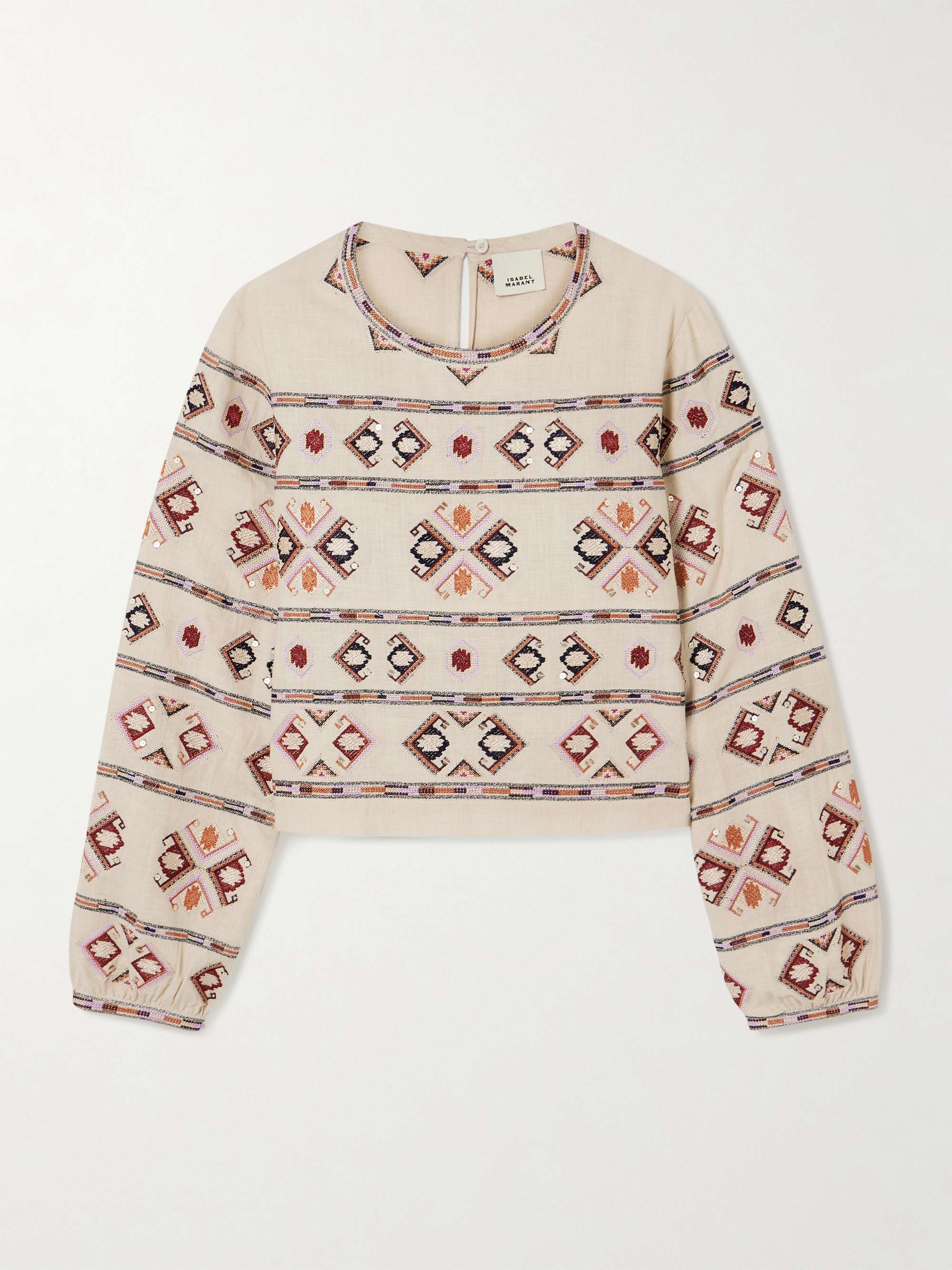 Zeyna sequin-embellished embroidered silk-gauze top hero visual