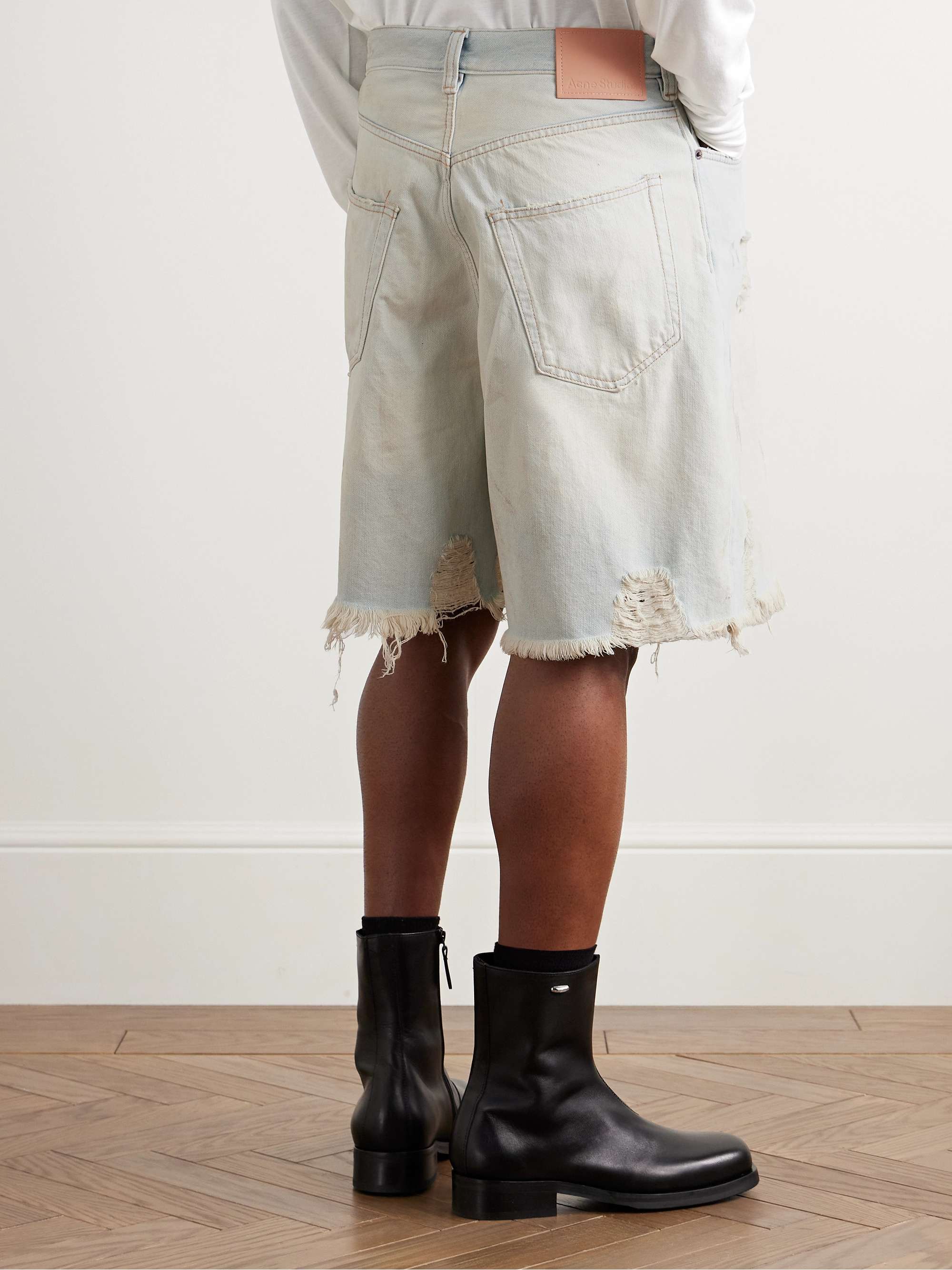 Rudney Wide-Leg Distressed Denim Shorts view