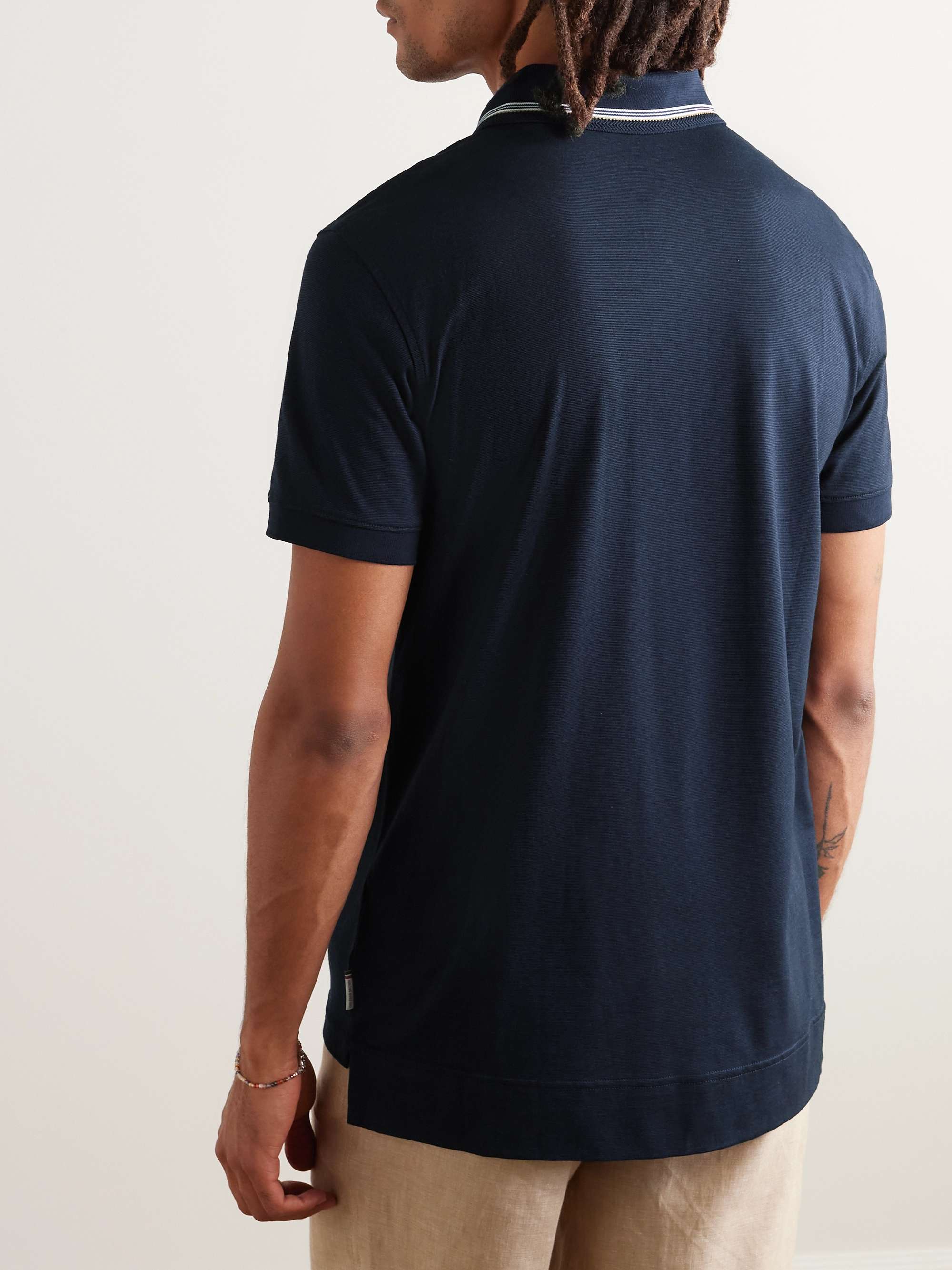 Dominic Striped Organic Cotton and Lyocell-Blend Polo Shirt view