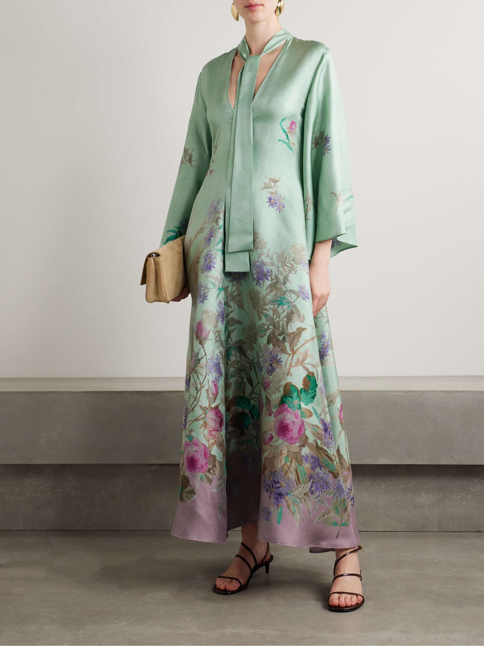 Magnifico floral-print silk-twill maxi dress view