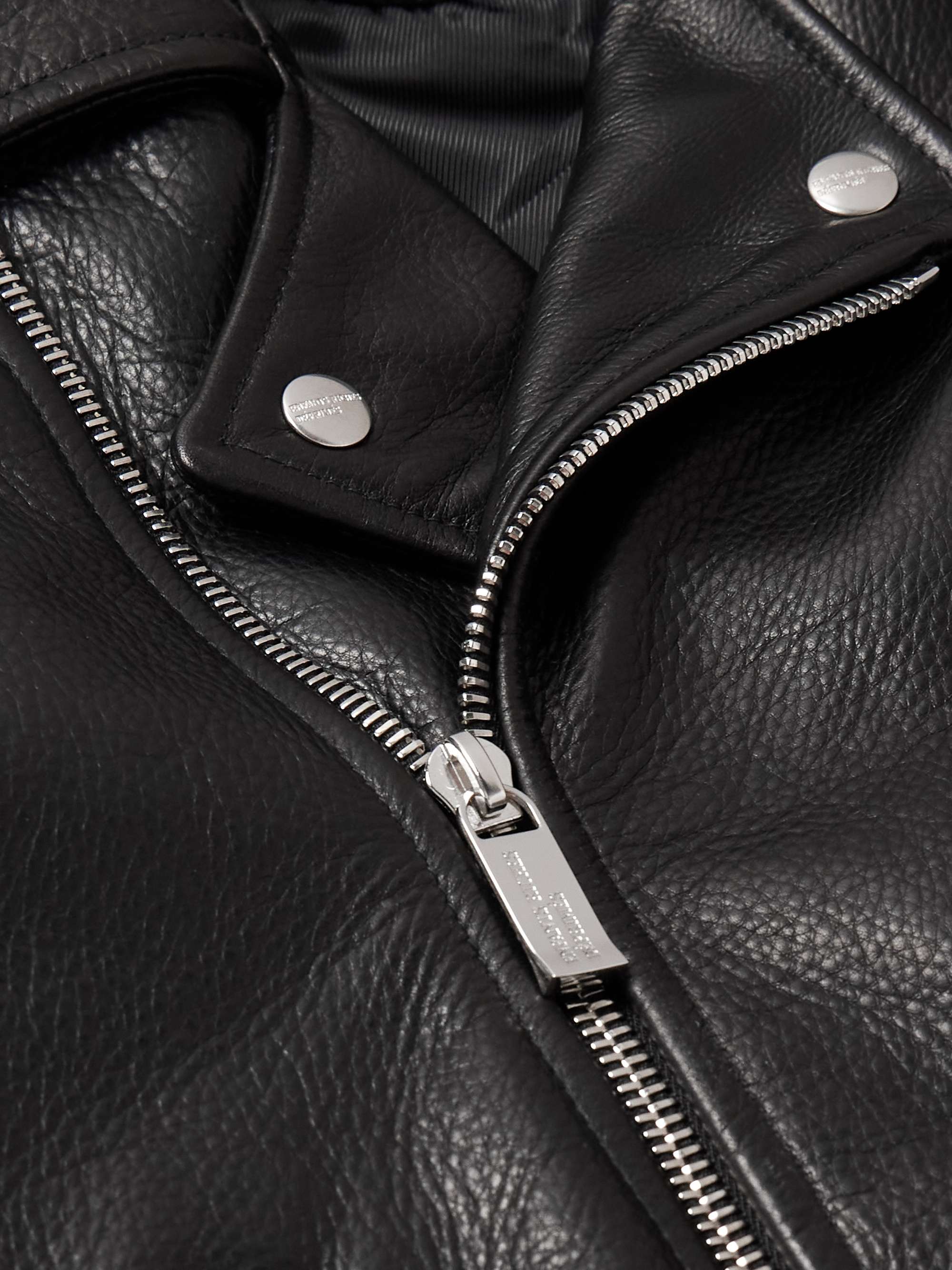 Belted Full-Grain Leather Biker Jacket view